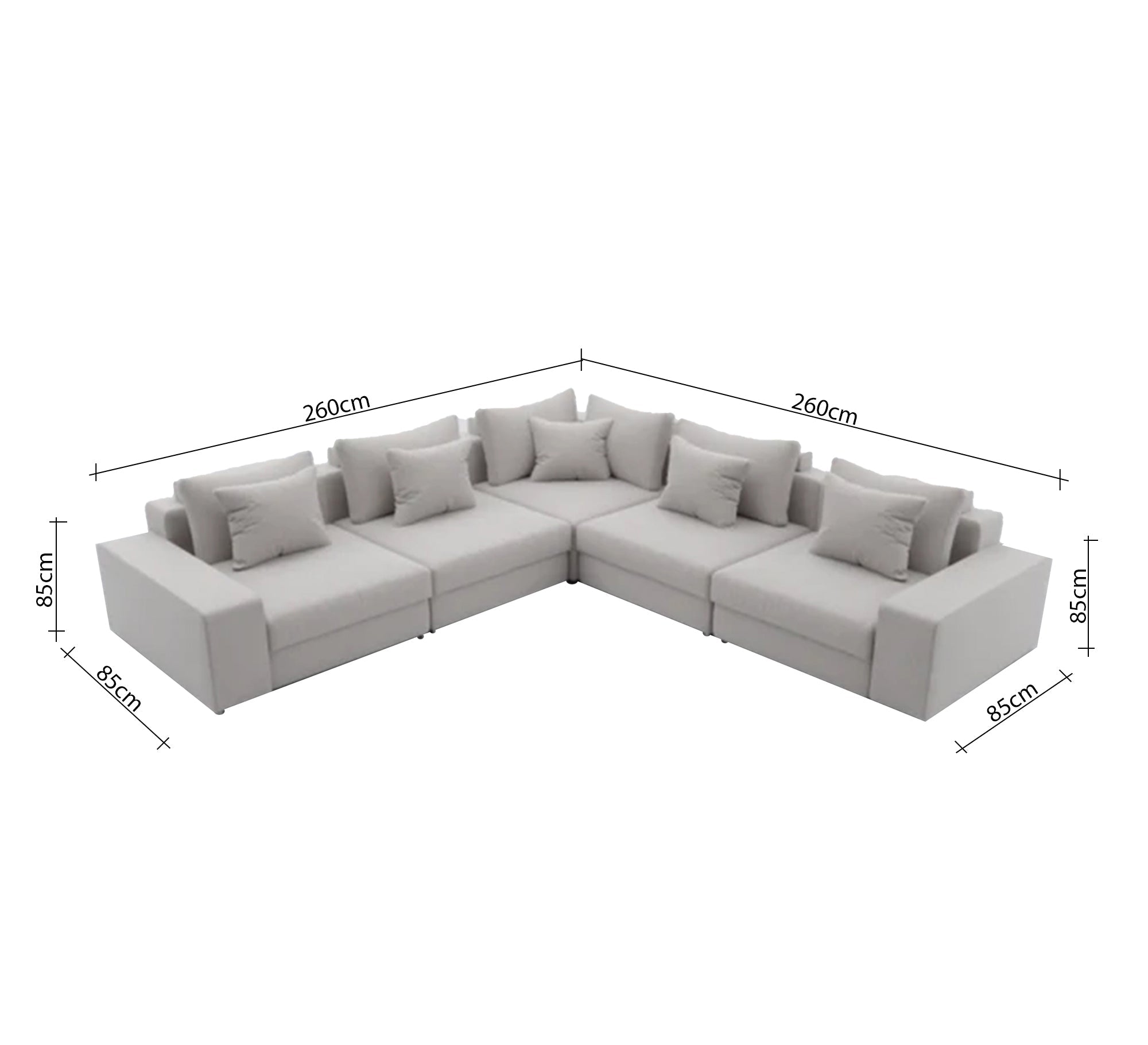 Very comfortable standard wide grey corner sofa - Vitrine Furniture - Furniture