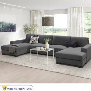 Corner letter U in gray color + 2 chaise longues
