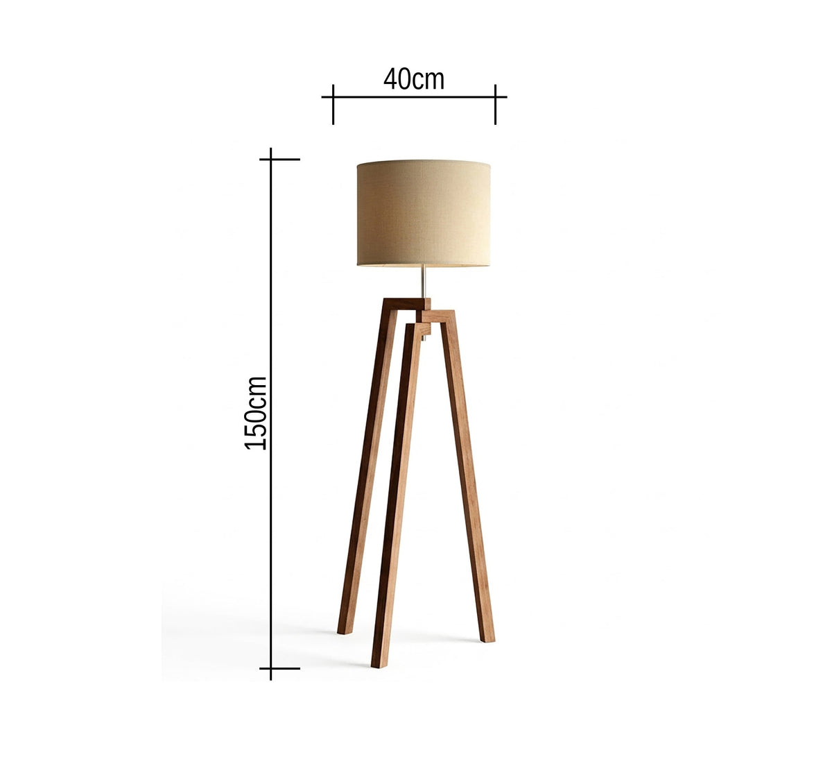 Walnut Tripod Floor Lamp Beige Shade - Vitrine Furniture - Floor lamps