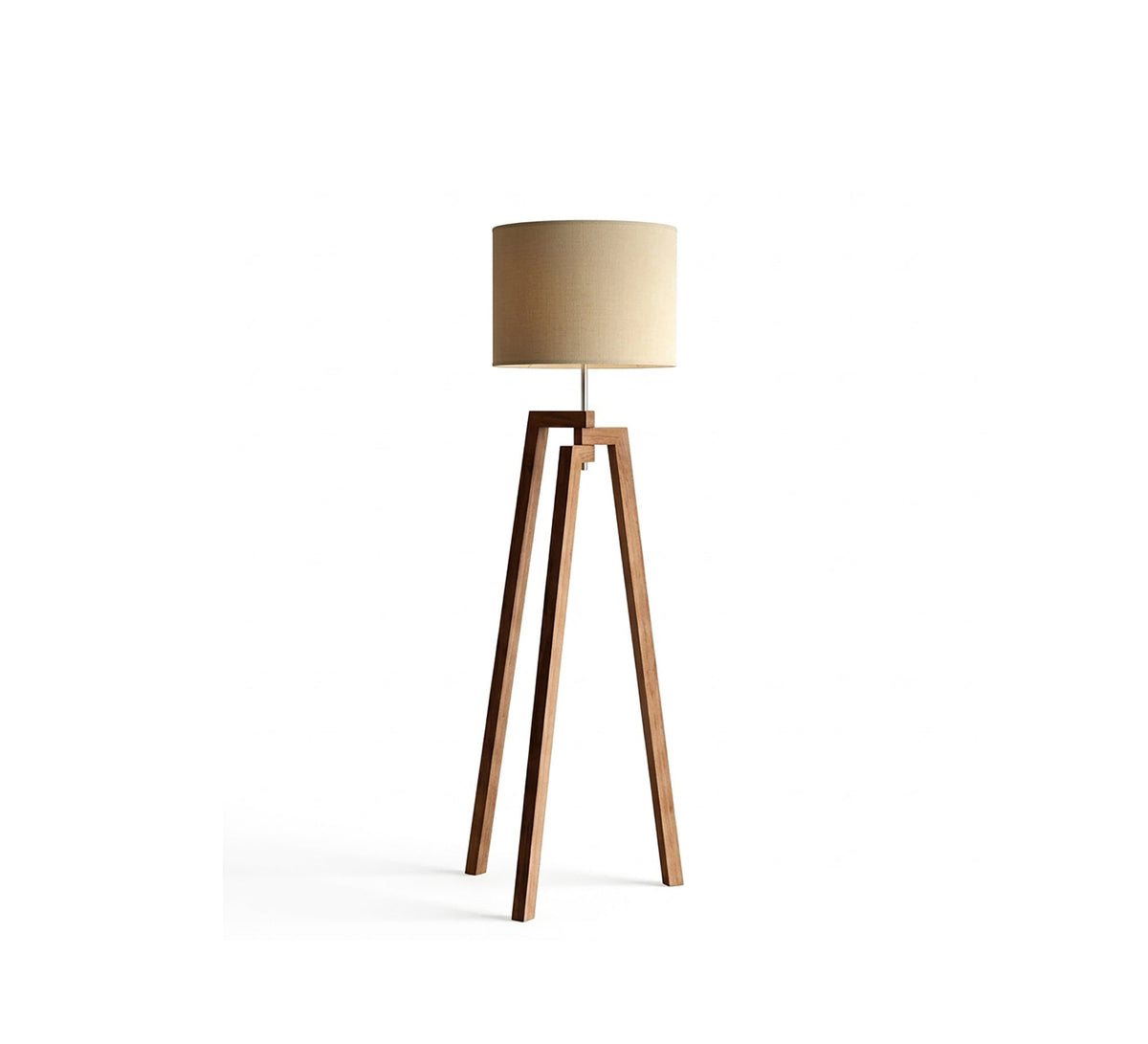 Walnut Tripod Floor Lamp Beige Shade - Vitrine Furniture - Floor lamps