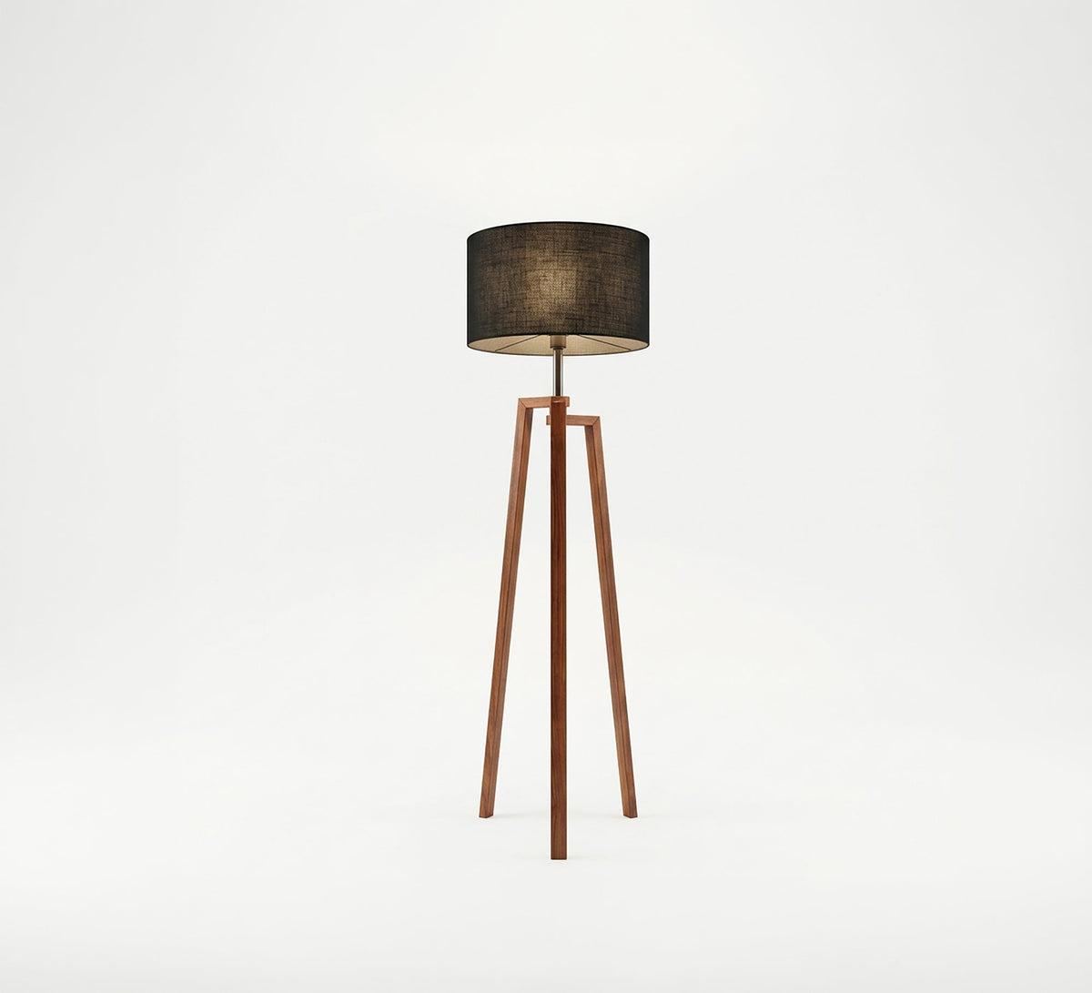 Walnut Tripod Floor Lamp Black Shade - Vitrine Furniture - Floor lamps
