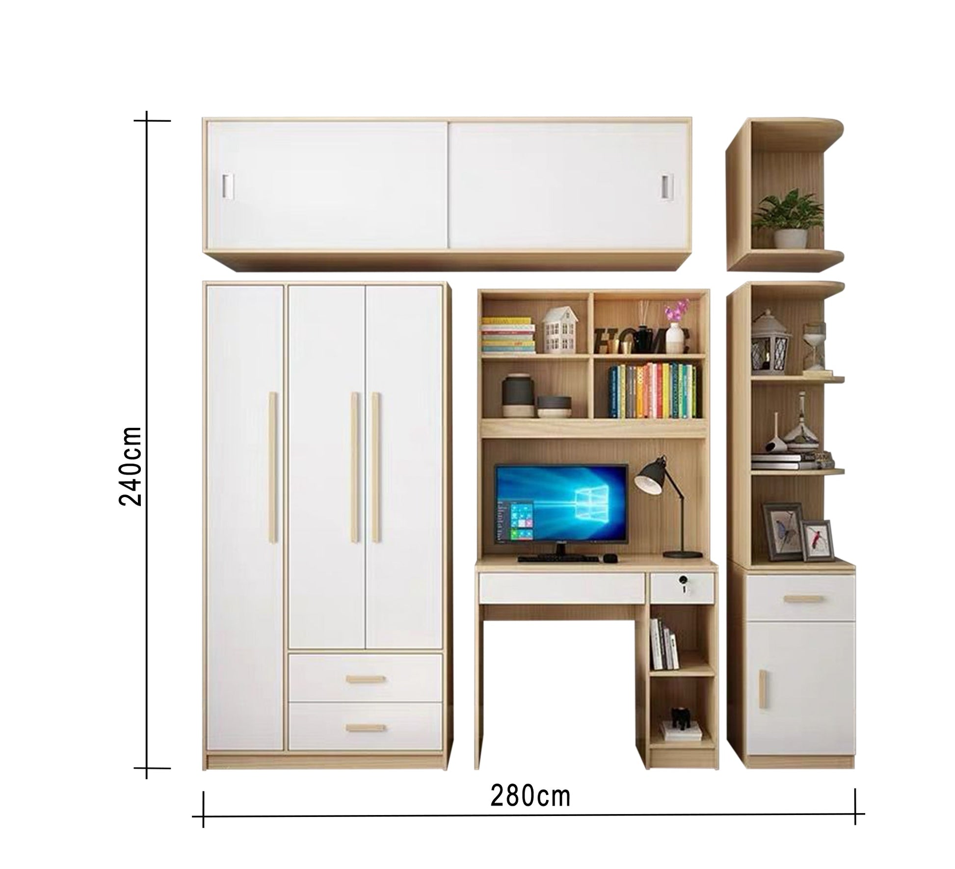Wardrobe: Elegant Beige & White - Vitrine Furniture - Furniture