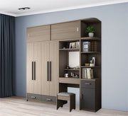 Wardrobe: Integrated Beige & Gray Storage Elegance - Vitrine Furniture - Furniture