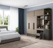 Wardrobe: Integrated Beige & Gray Storage Elegance - Vitrine Furniture - Furniture