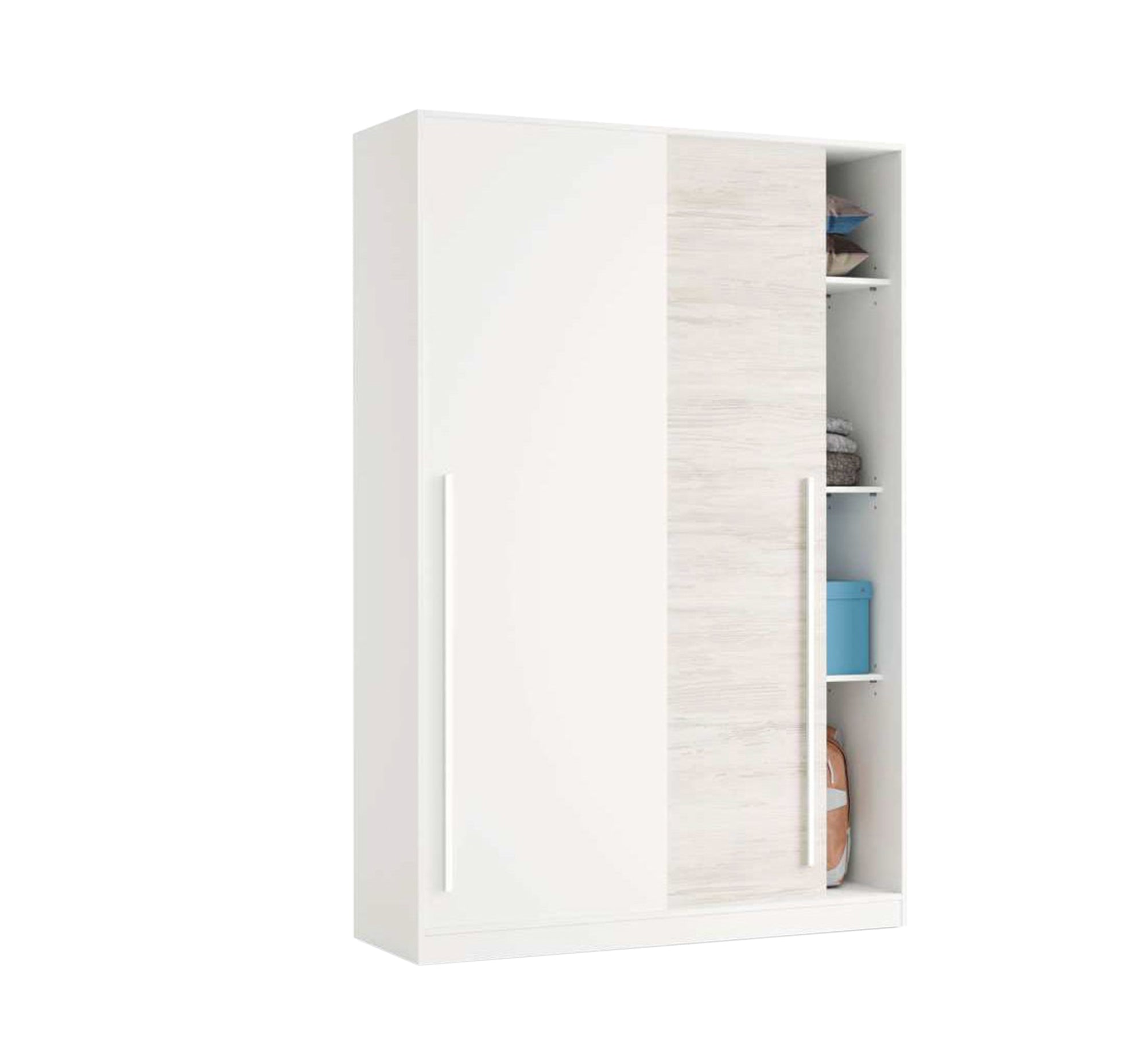 Wardrobe: White Double - Door, Sliding Elegance - Vitrine Furniture - Furniture