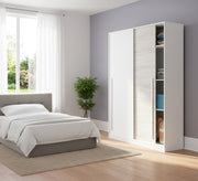 Wardrobe: White Double - Door, Sliding Elegance - Vitrine Furniture - Furniture