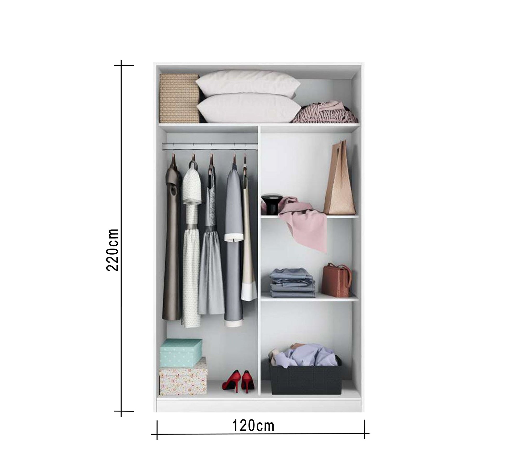 Wardrobe: White Double - Door, Sliding Elegance - Vitrine Furniture - Furniture