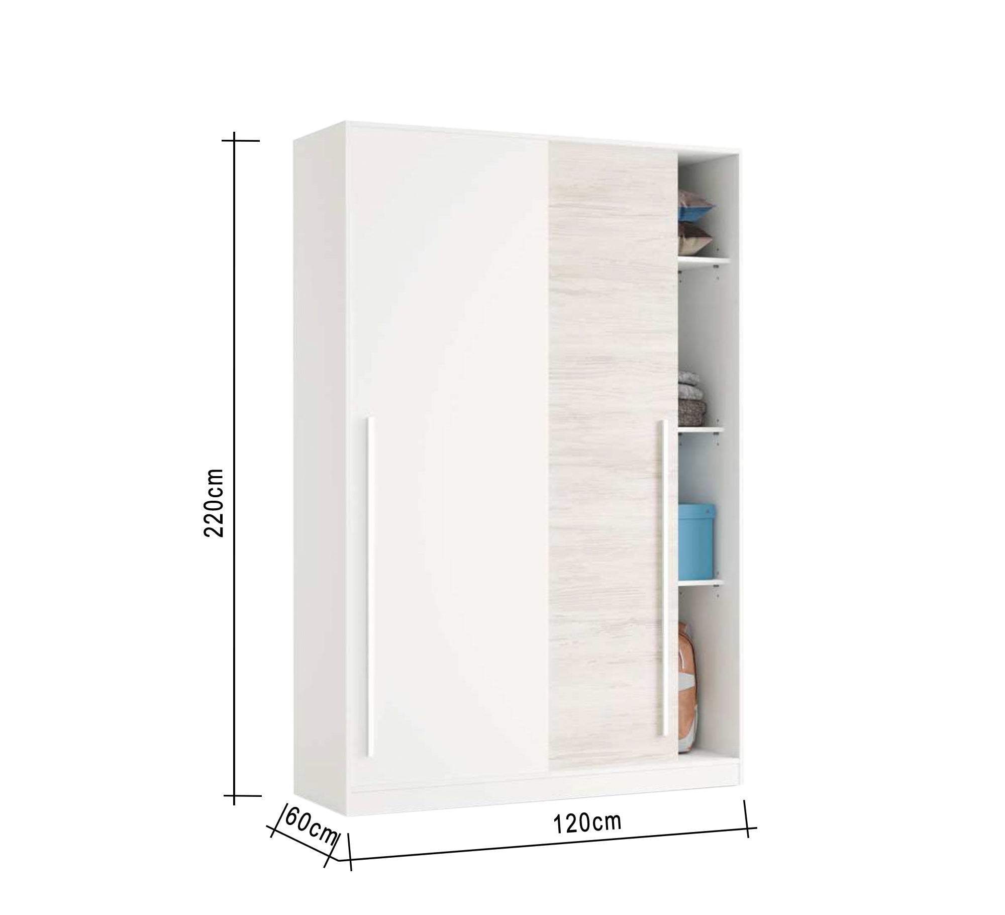 Wardrobe: White Double - Door, Sliding Elegance - Vitrine Furniture - Furniture