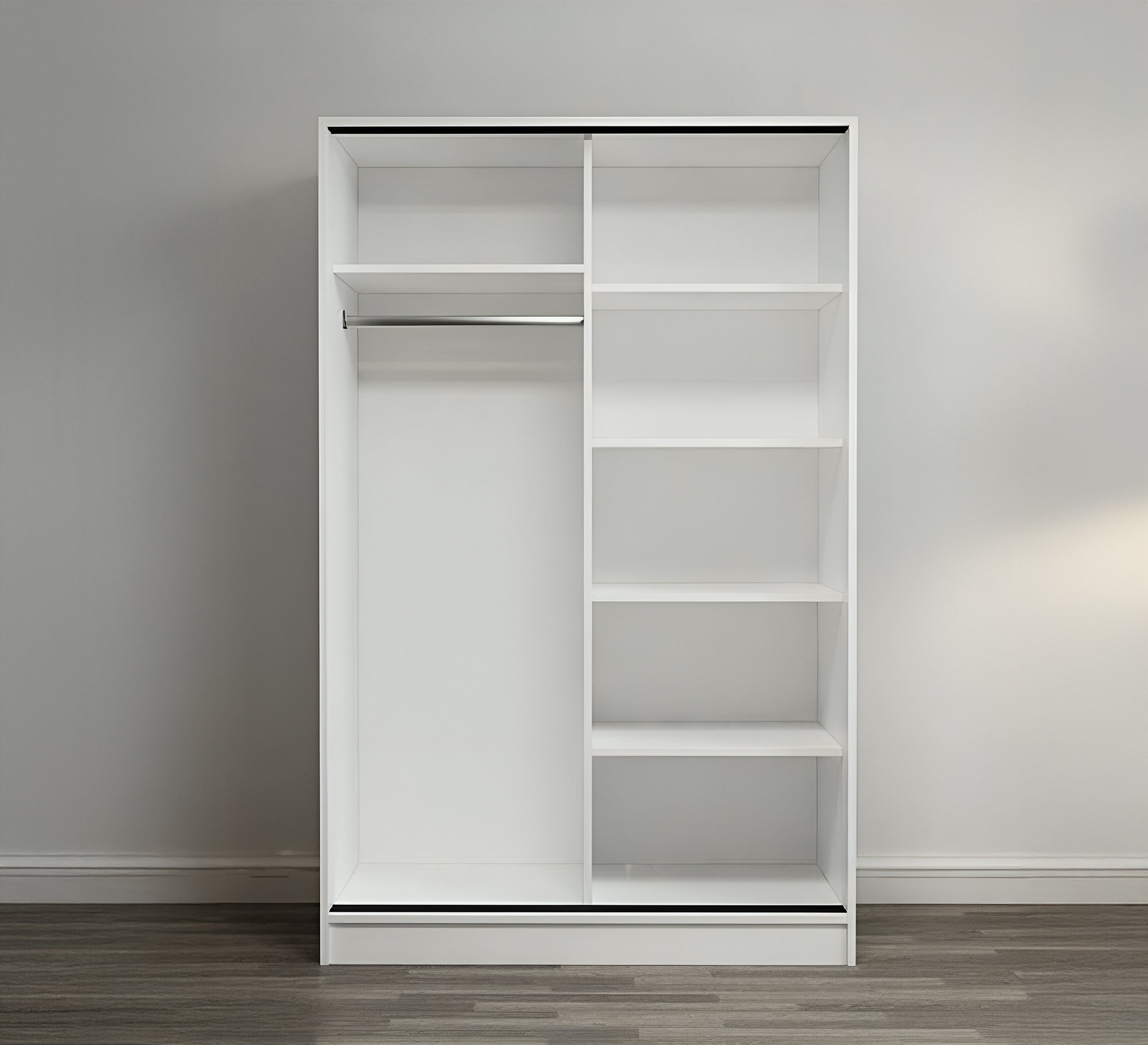 Wardrobe with 2 sliding doors white * grey - Vitrine Furniture - Furniture