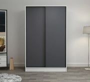 Wardrobe with 2 sliding doors white * grey - Vitrine Furniture - Furniture
