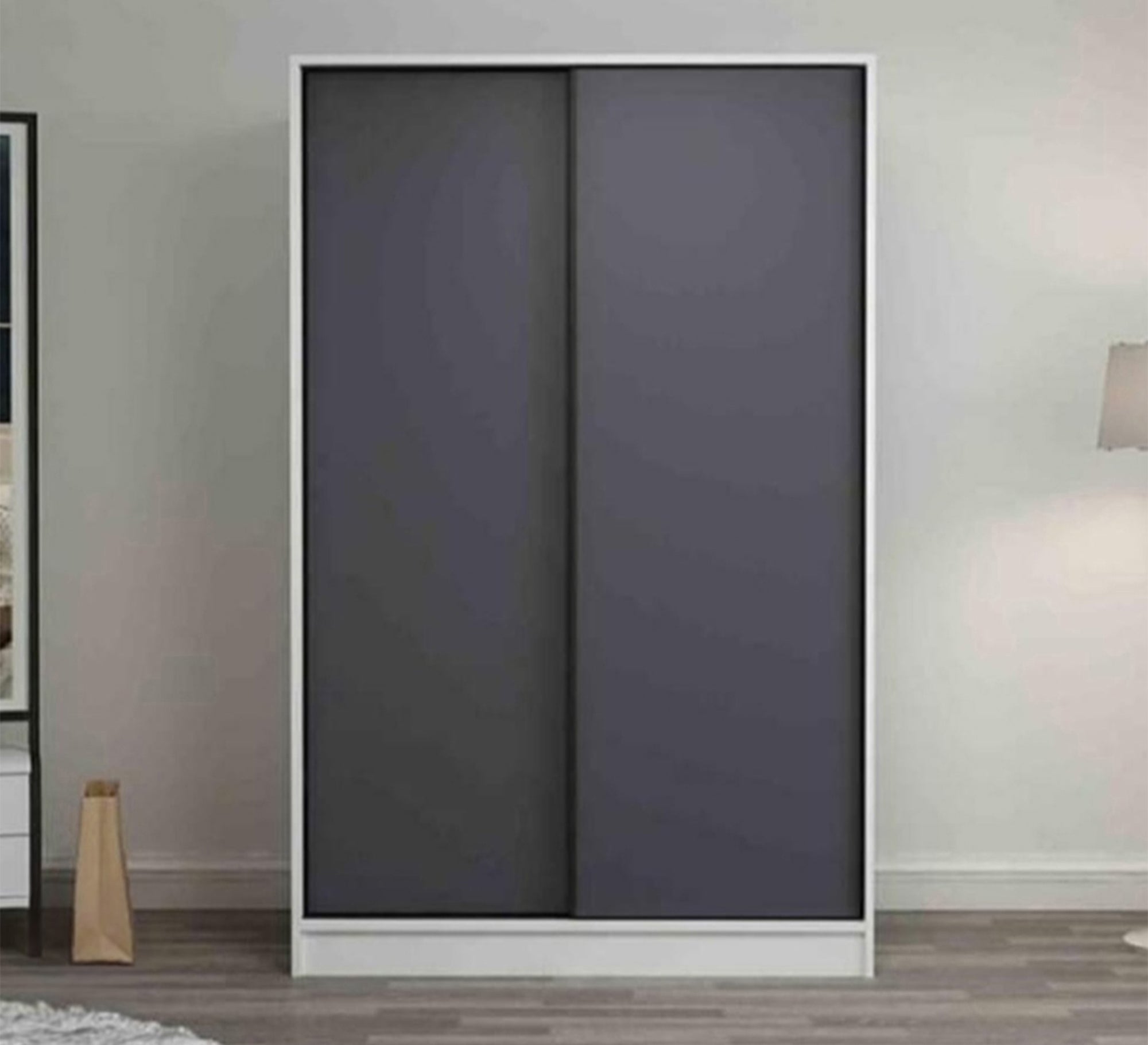 Wardrobe with 2 sliding doors white * grey - Vitrine Furniture - Furniture