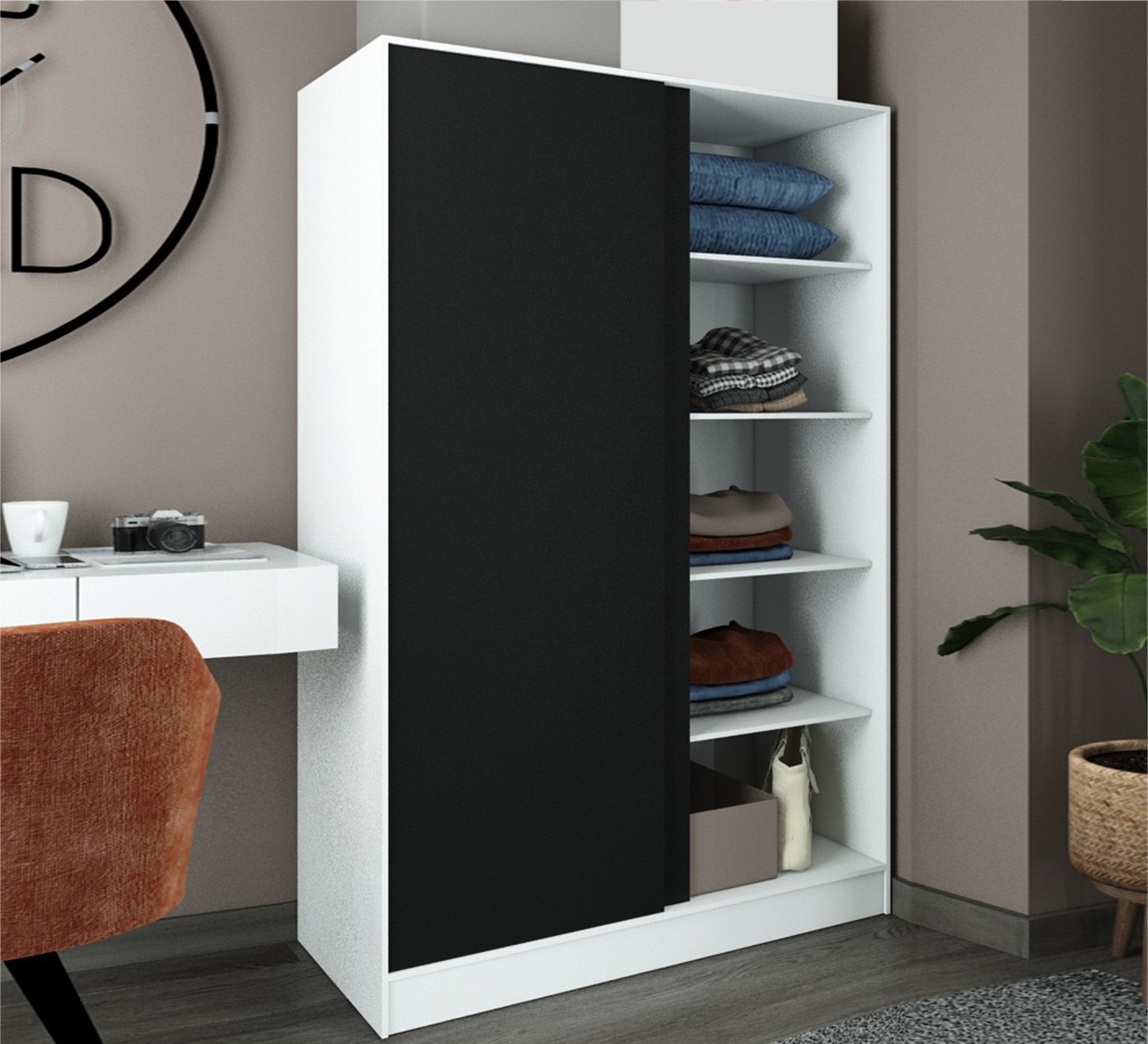 Wardrobe with black wooden doors - Vitrine Furniture - Furniture