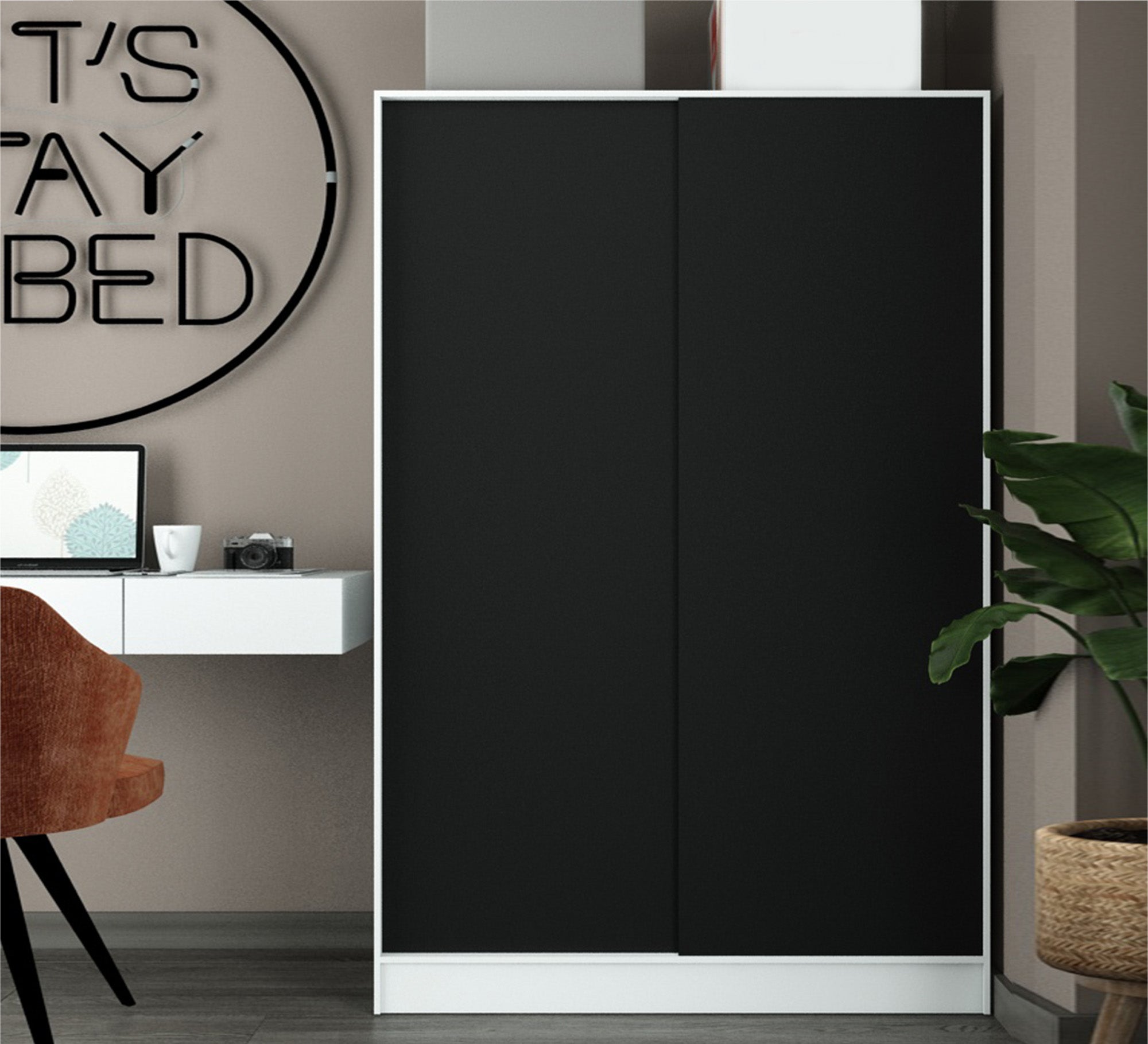 Wardrobe with black wooden doors - Vitrine Furniture - Furniture