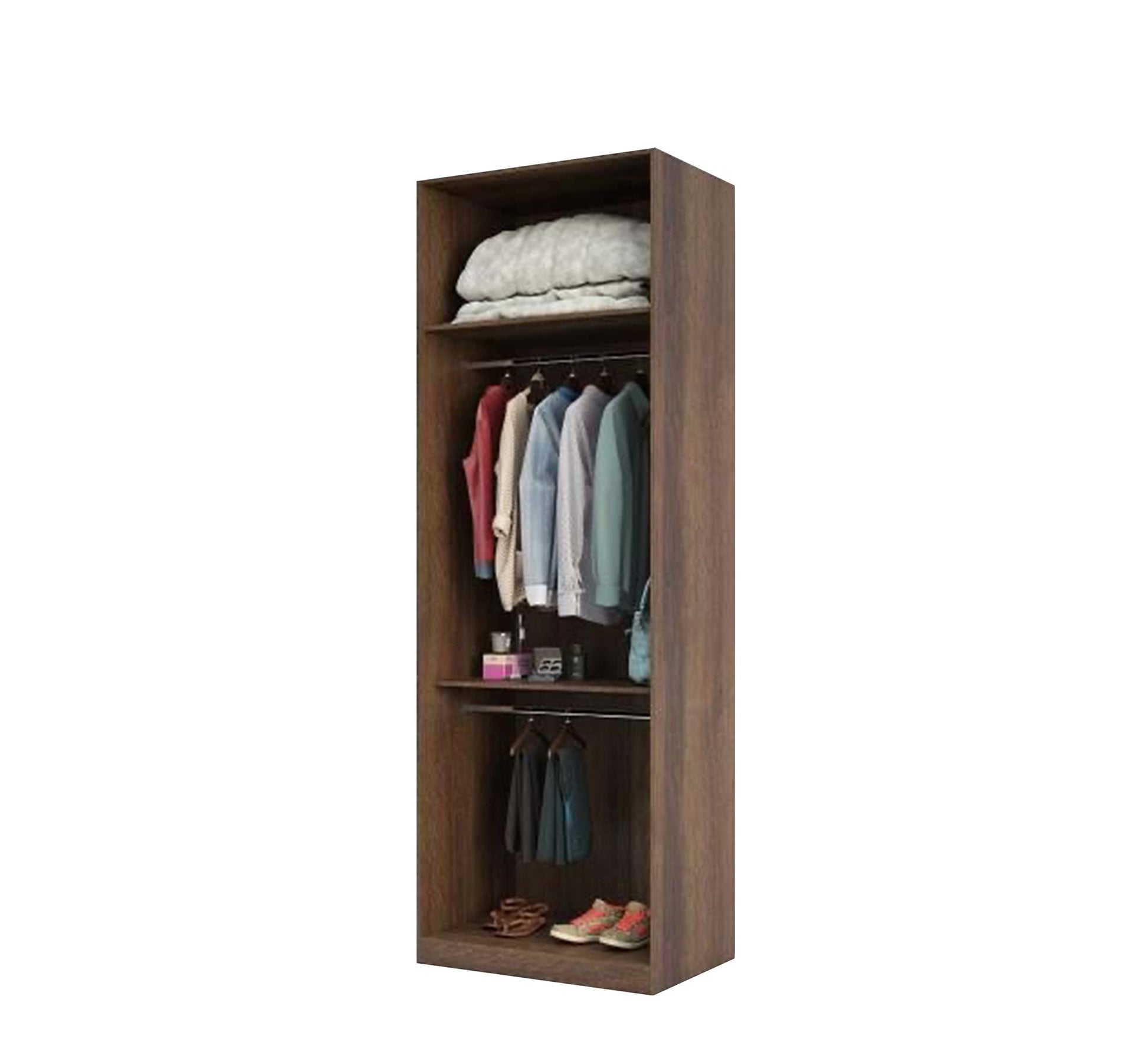 Wardrobe with Sleek Brown Wooden, Leaf - Free Design - Vitrine Furniture - Furniture