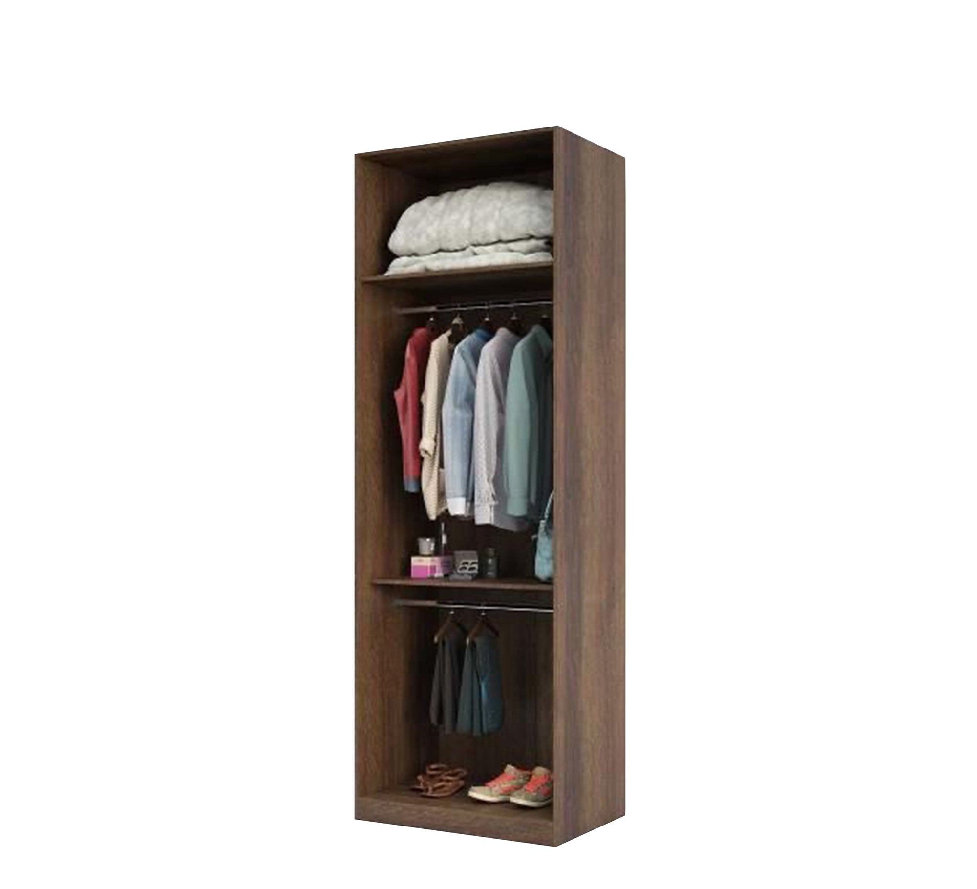 Wardrobe with Sleek Brown Wooden, Leaf - Free Design - Vitrine Furniture - Furniture