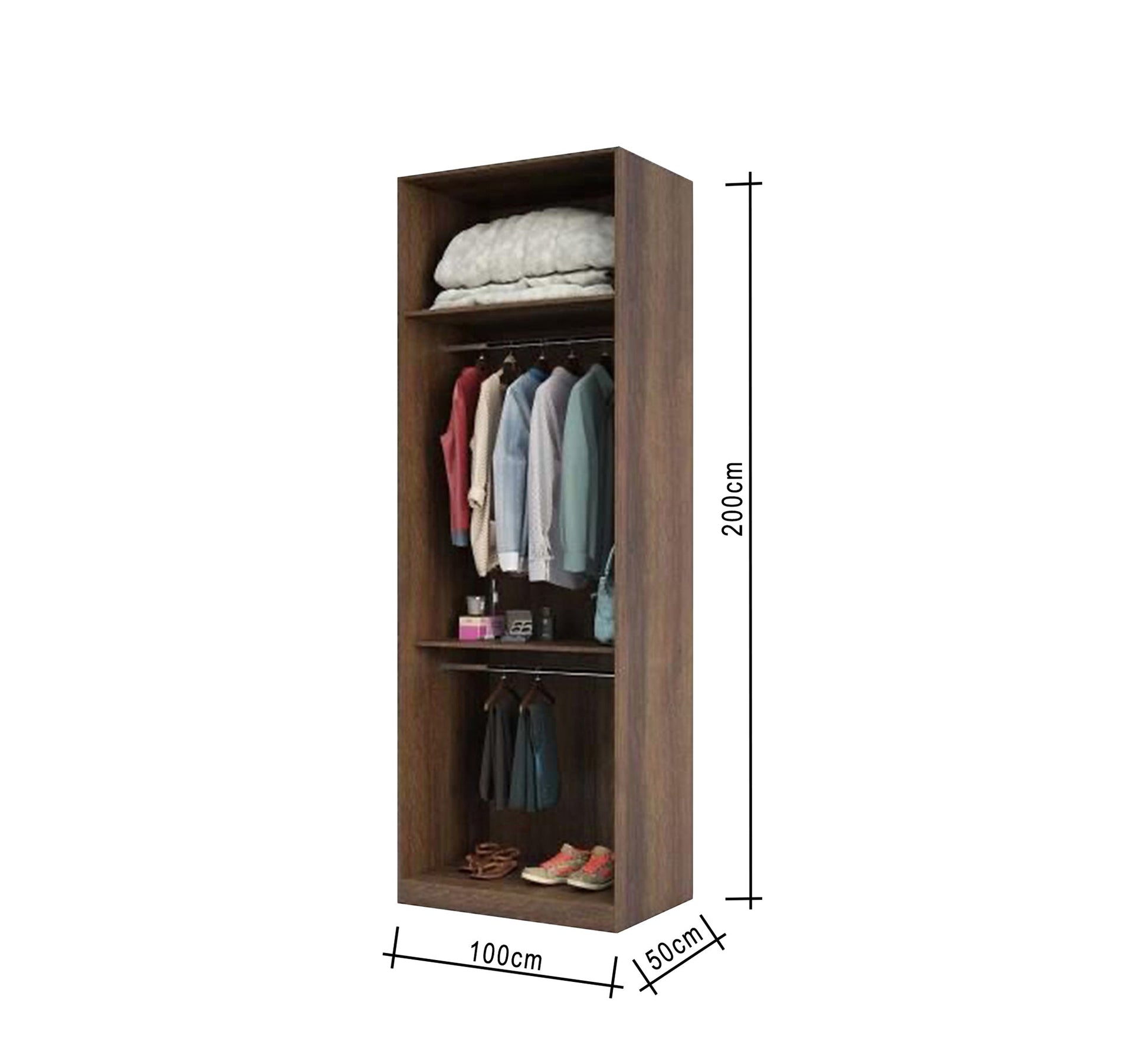 Wardrobe with Sleek Brown Wooden, Leaf - Free Design - Vitrine Furniture - Furniture