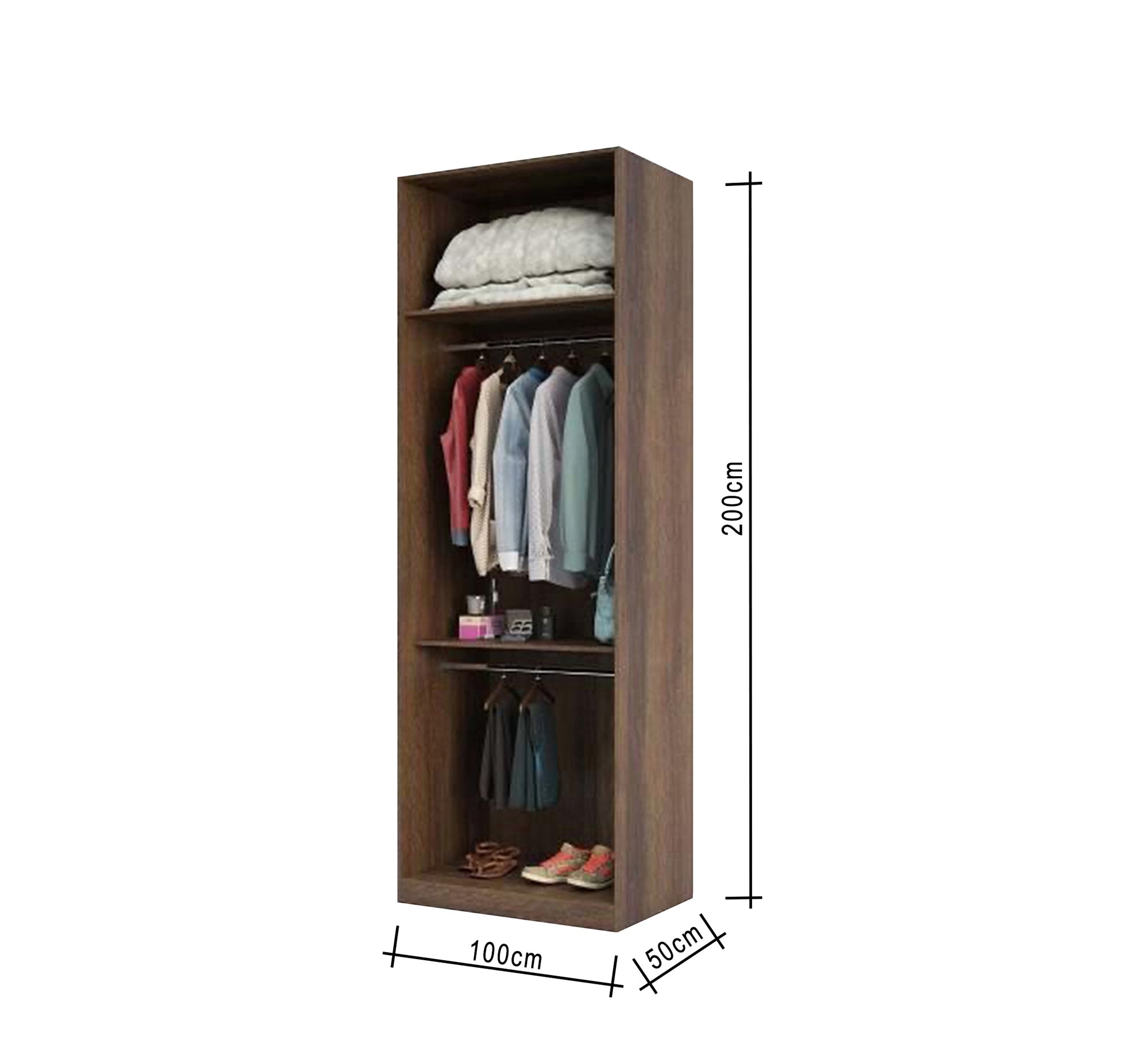 Wardrobe with Sleek Brown Wooden, Leaf - Free Design - Vitrine Furniture - Furniture