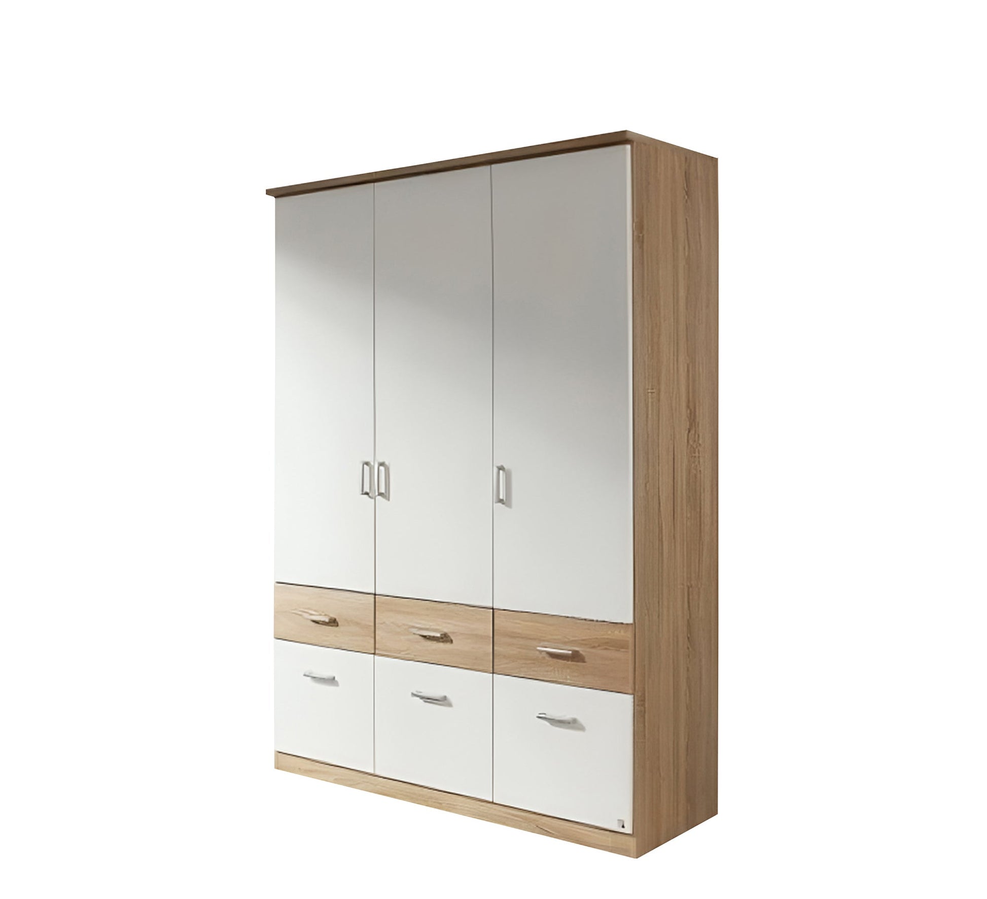 Wardrobe with White & Beige Wooden Drawers - Vitrine Furniture - Furniture