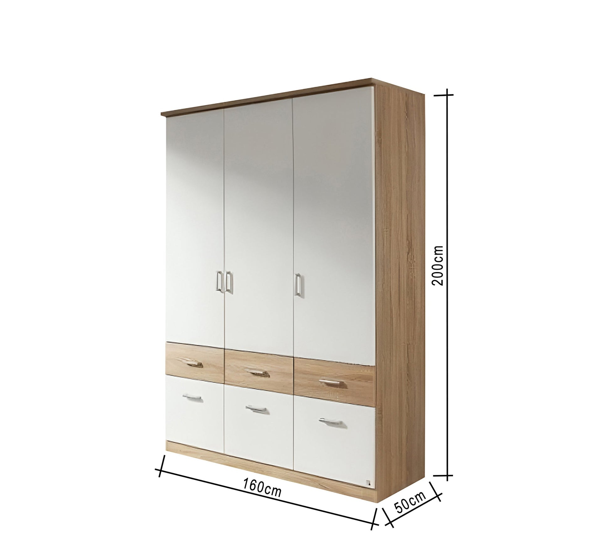 Wardrobe with White & Beige Wooden Drawers - Vitrine Furniture - Furniture