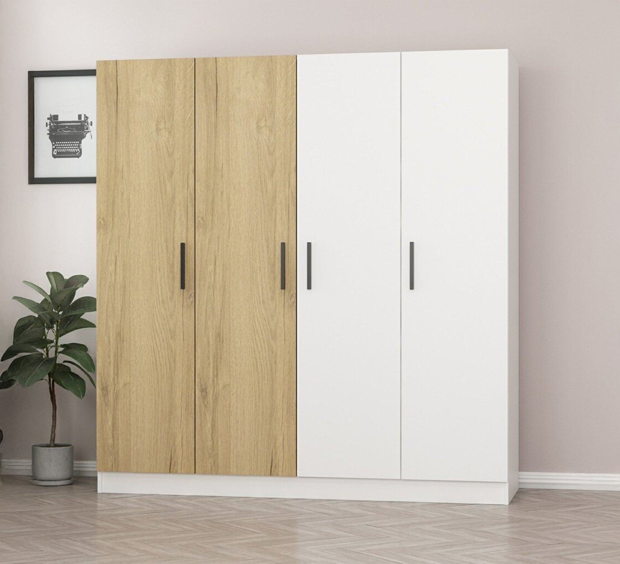 Wardrobe with wooden and white doors - Vitrine Furniture - Furniture