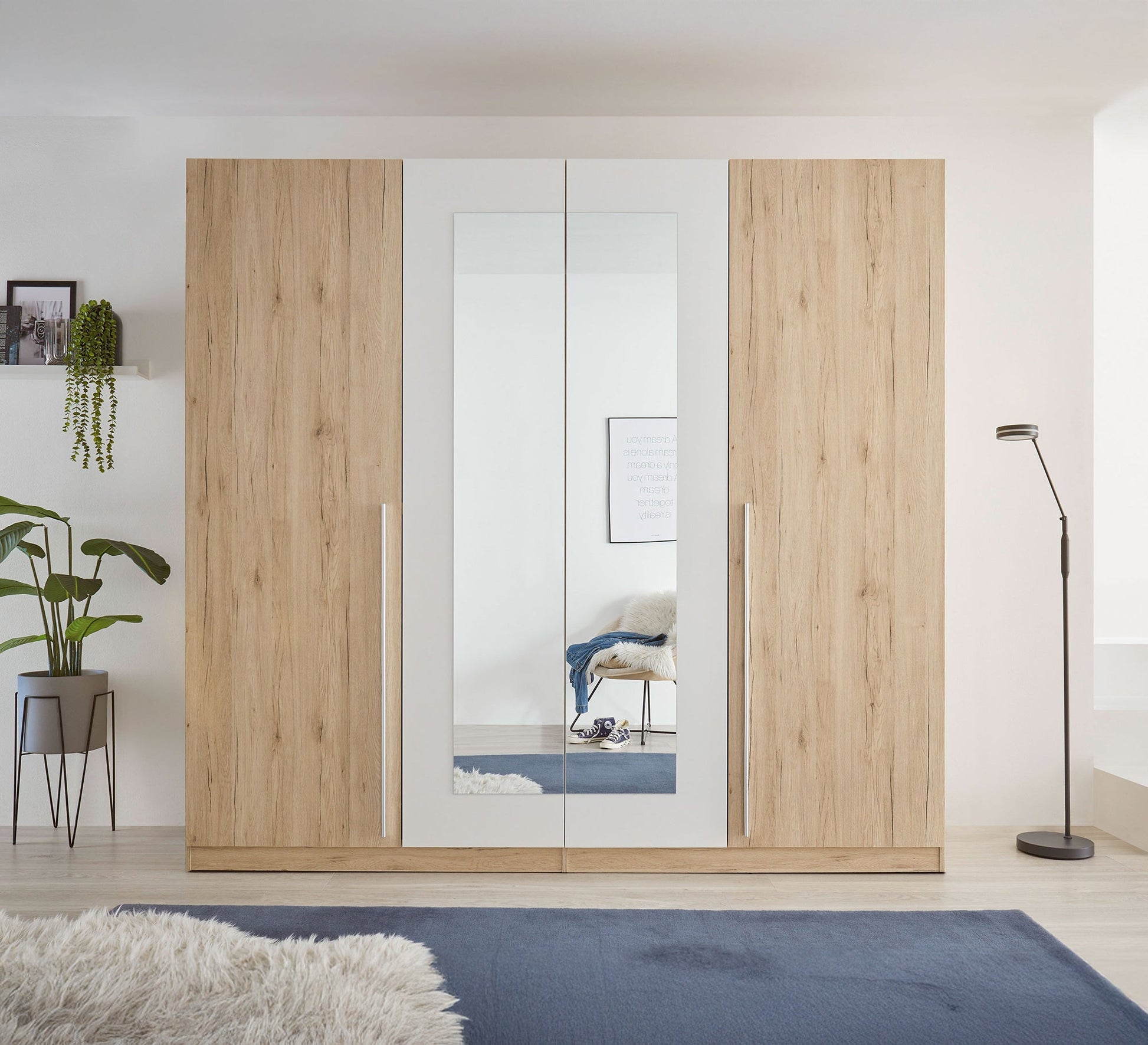 Wardrobe with wooden doors and mirrors - Vitrine Furniture - Furniture