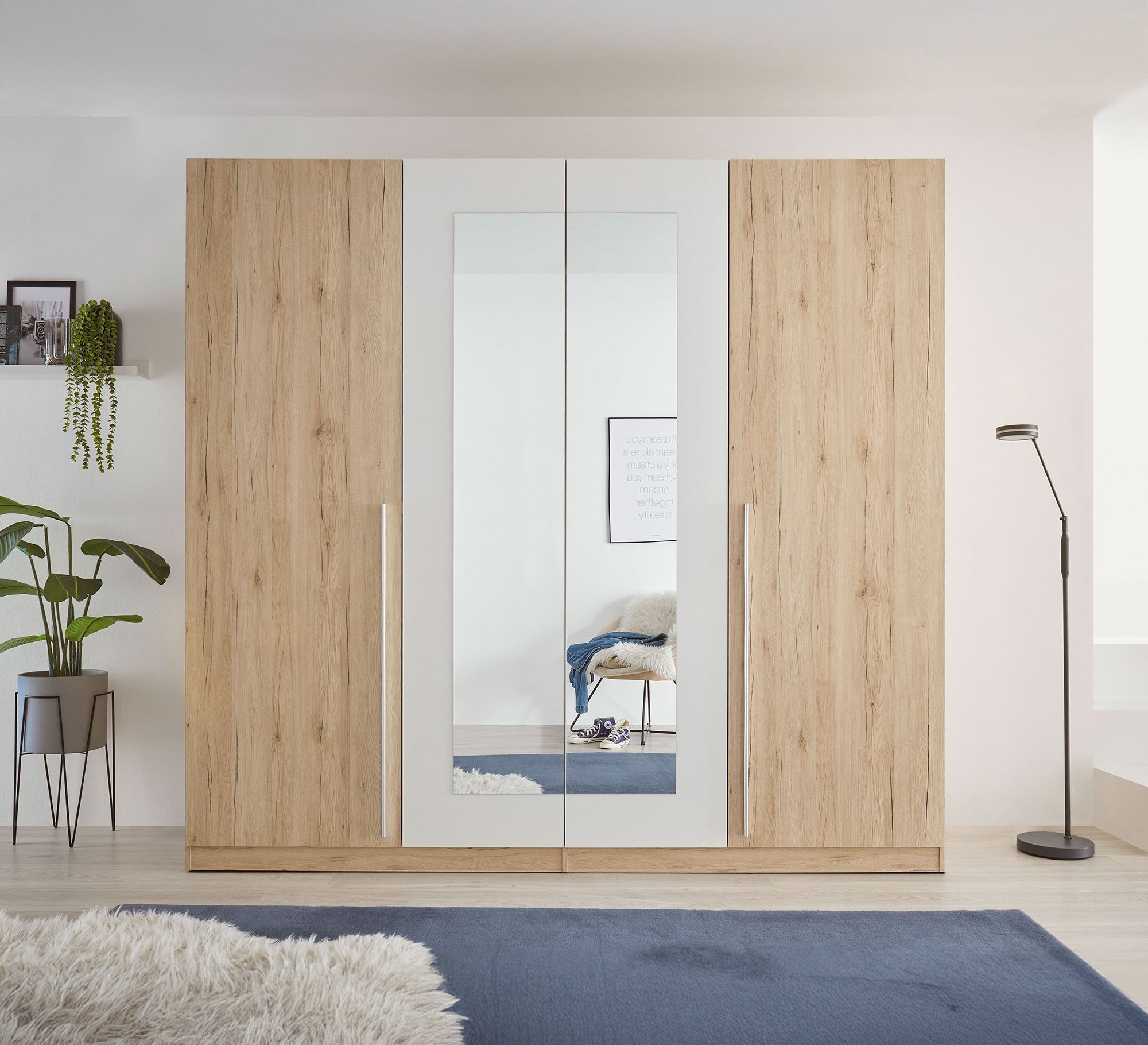 Wardrobe with wooden doors and mirrors - Vitrine Furniture - Furniture