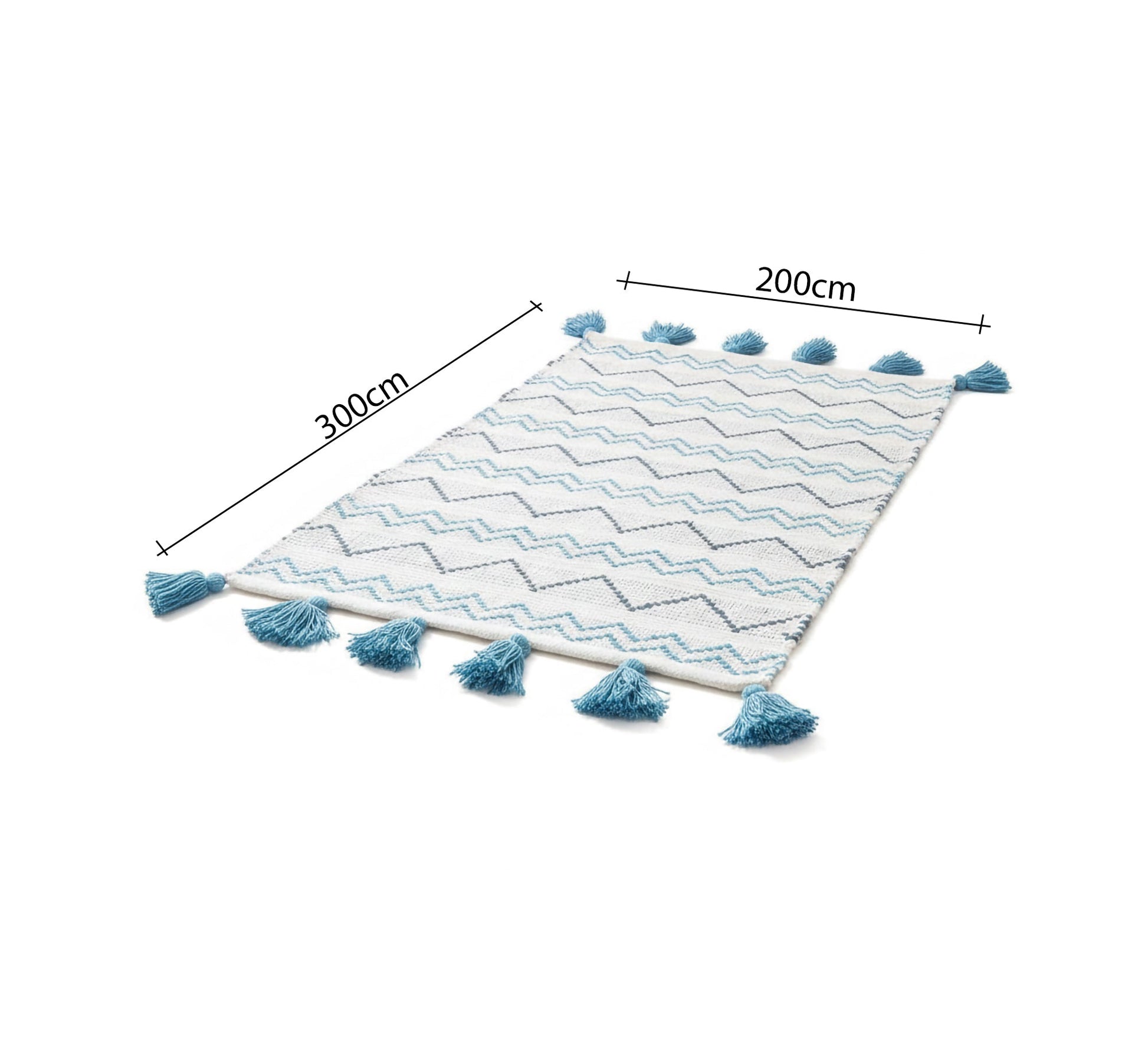 Water zigzag rug with spherical fringe - Vitrine Furniture - Accessories