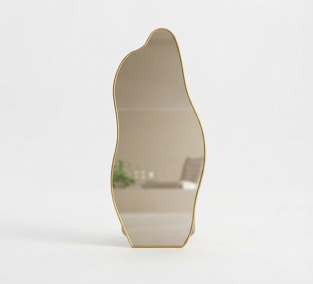 Wavy floor mirror with a thin metal frame - Vitrine Furniture - Mirrors