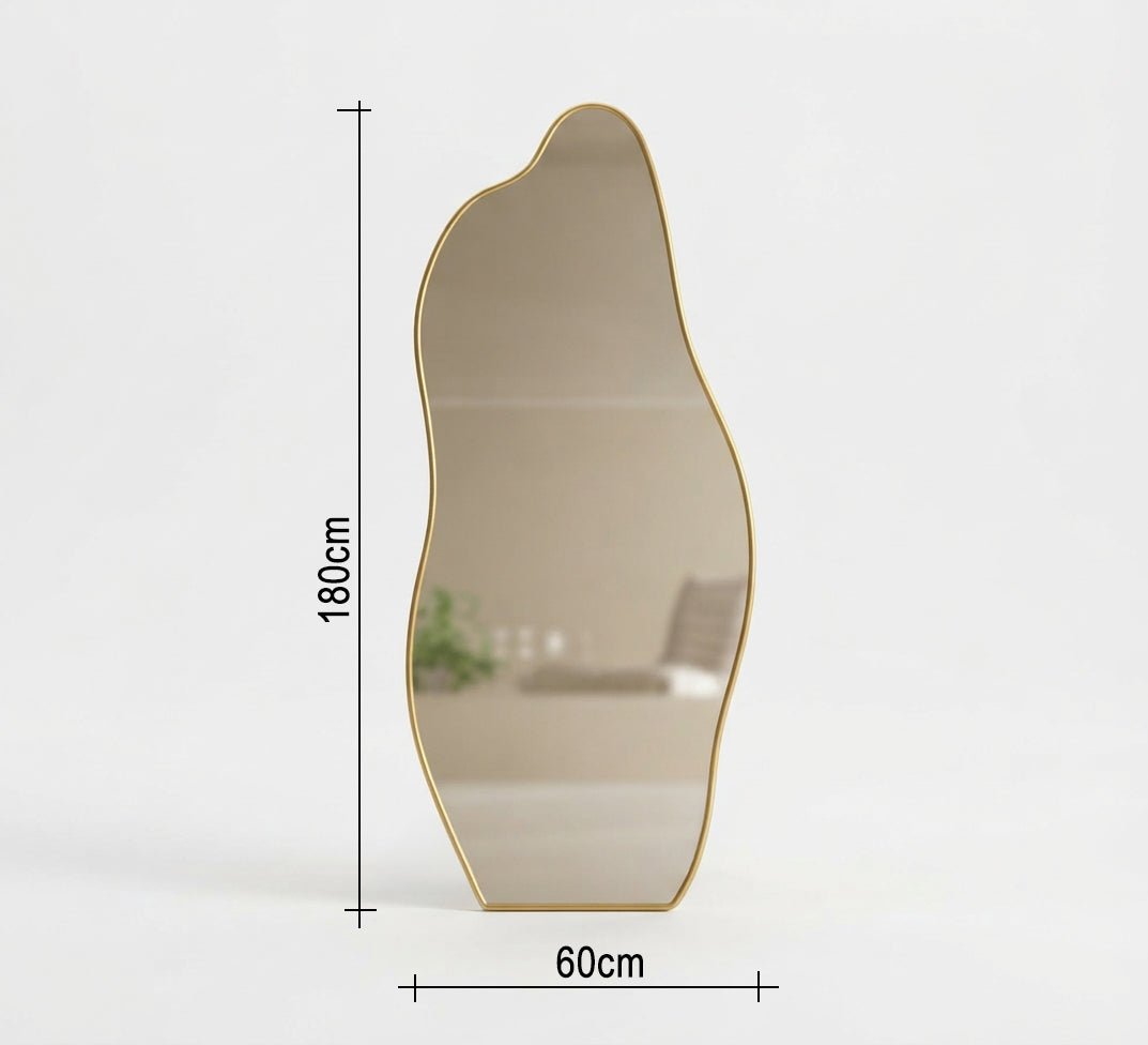 Wavy floor mirror with a thin metal frame - Vitrine Furniture - Mirrors