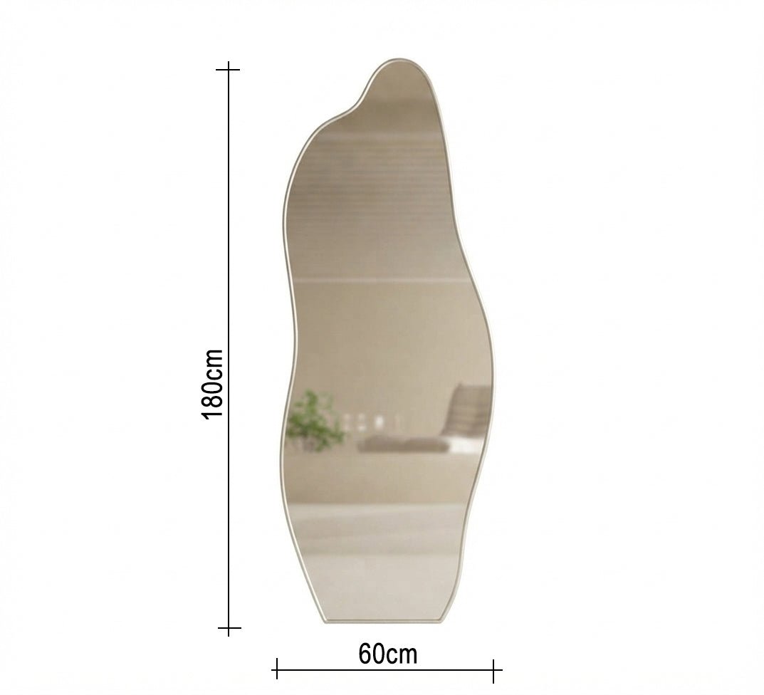 Wavy floor mirror with a thin metal frame - Vitrine Furniture - Mirrors