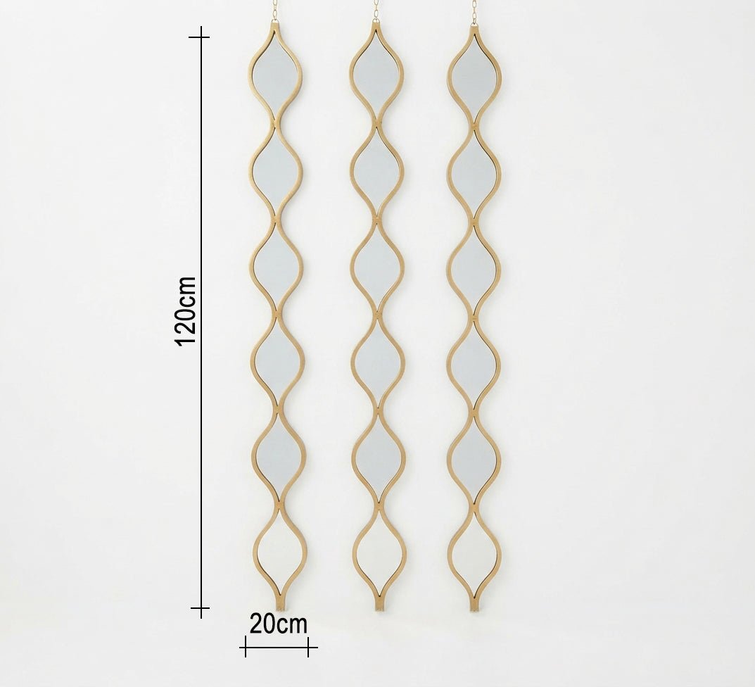 Wavy Wall Mirror Set with Gold Frame - Vitrine Furniture - Mirrors