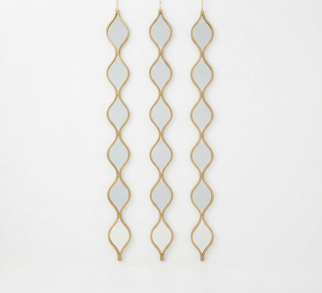 Wavy Wall Mirror Set with Gold Frame - Vitrine Furniture - Mirrors