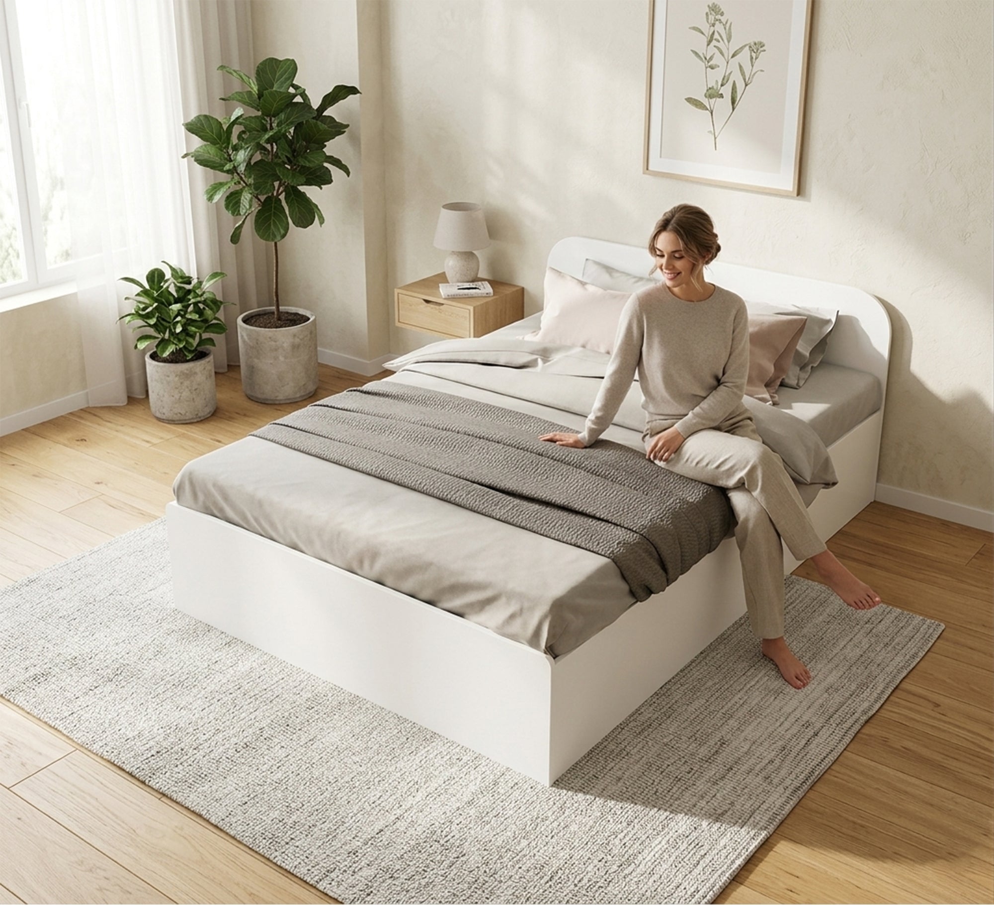 White 120cm bed - Vitrine Furniture - Beds