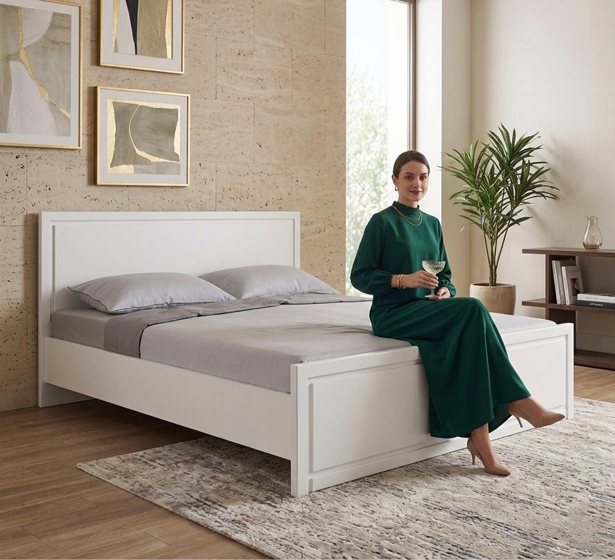 White 180cm bed - Vitrine Furniture - Beds