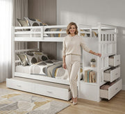 White 3 - story bed with side ladder - Vitrine Furniture - Beds