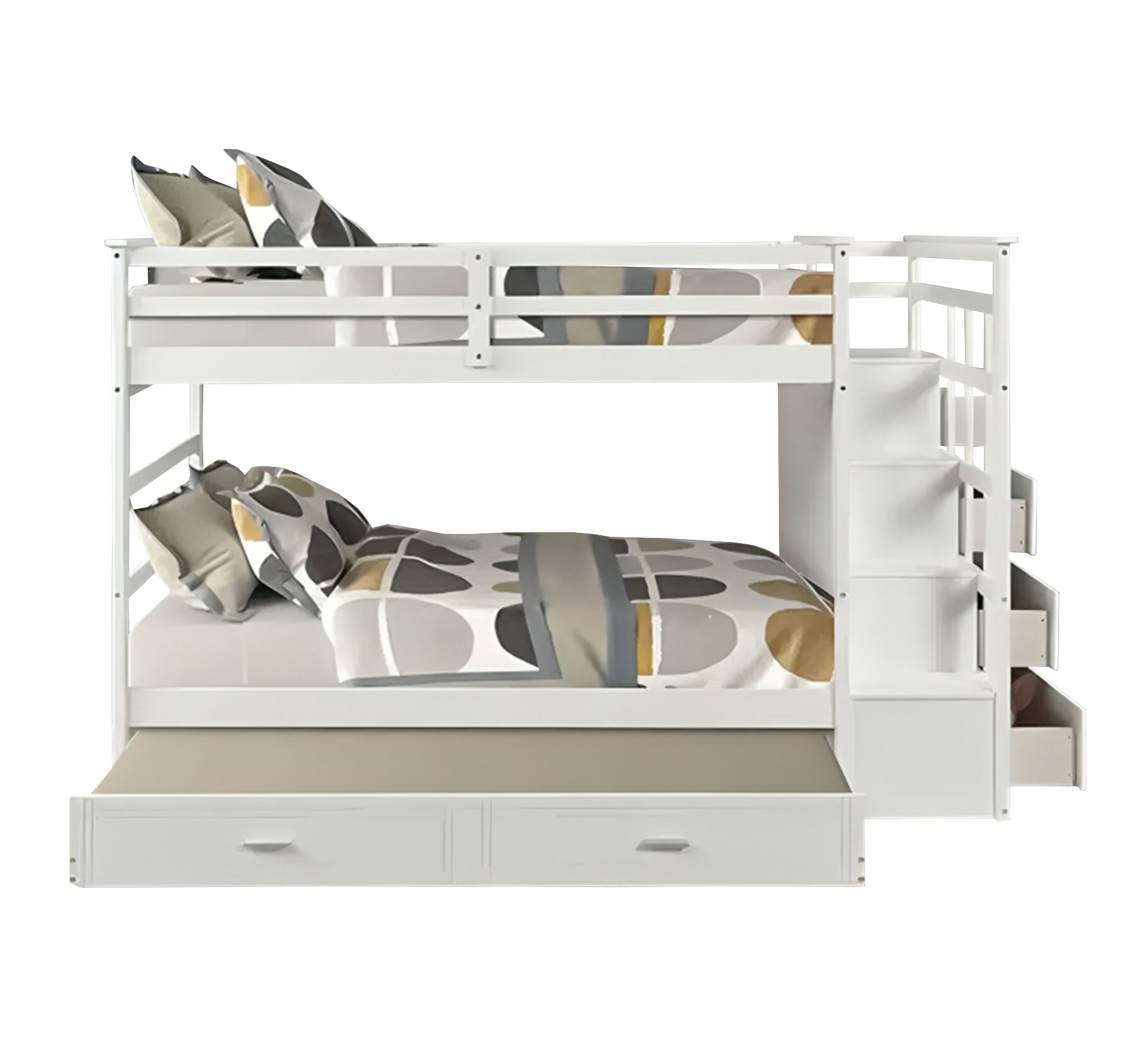 White 3 - story bed with side ladder - Vitrine Furniture - Furniture
