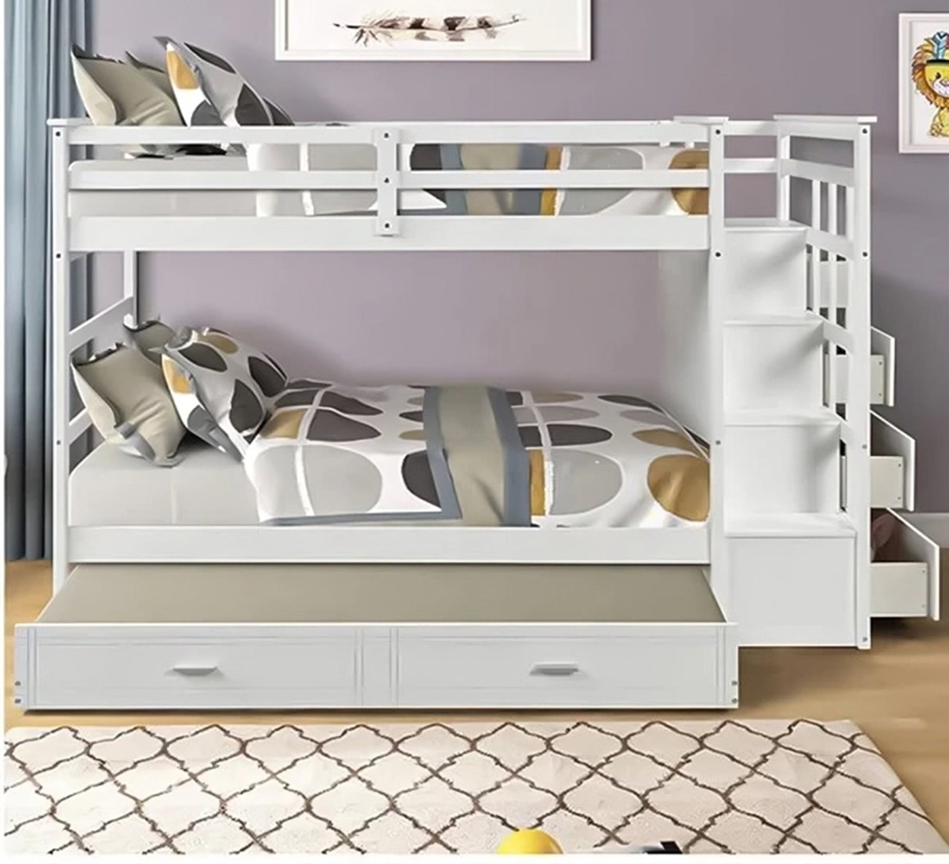 White 3 - story bed with side ladder - Vitrine Furniture - Furniture