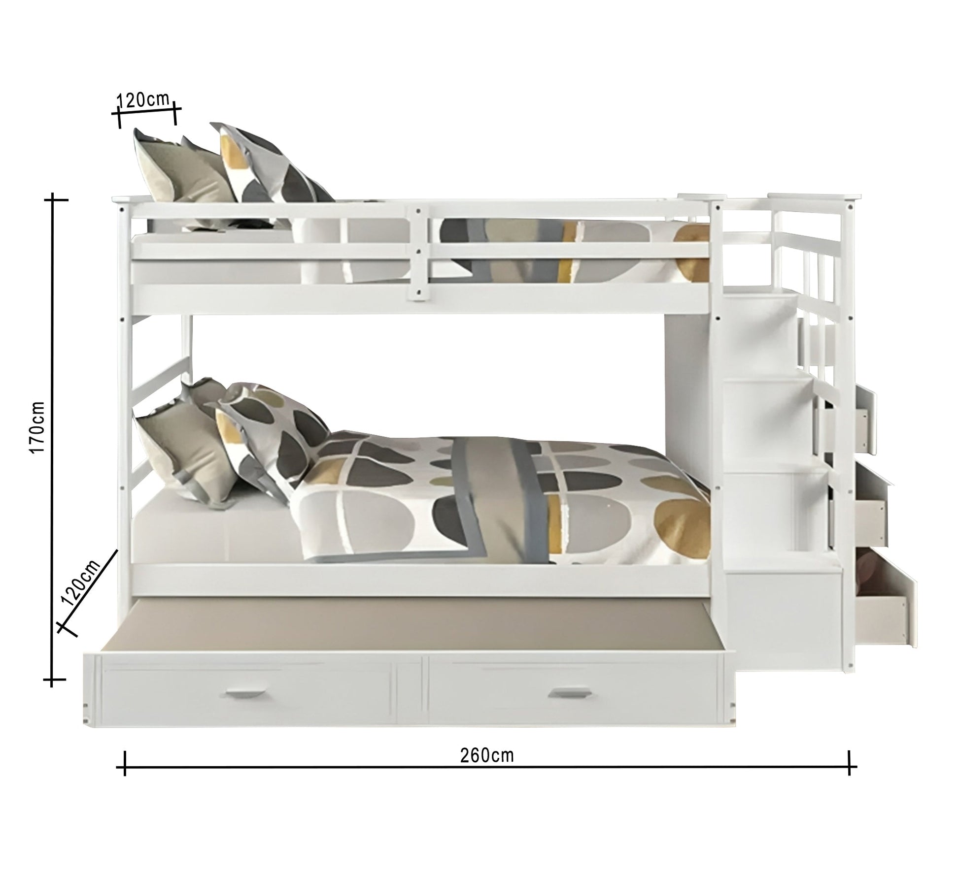 White 3 - story bed with side ladder - Vitrine Furniture - Furniture
