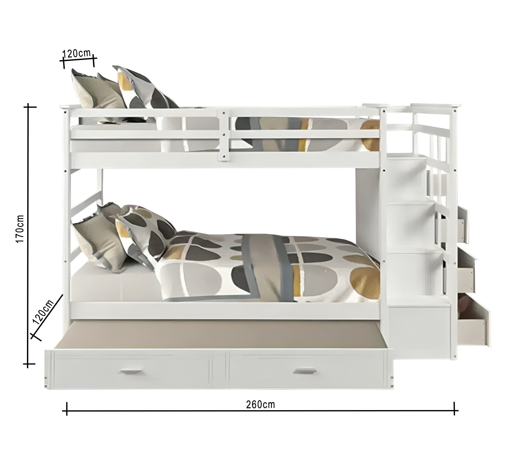 White 3 - story bed with side ladder - Vitrine Furniture - Furniture