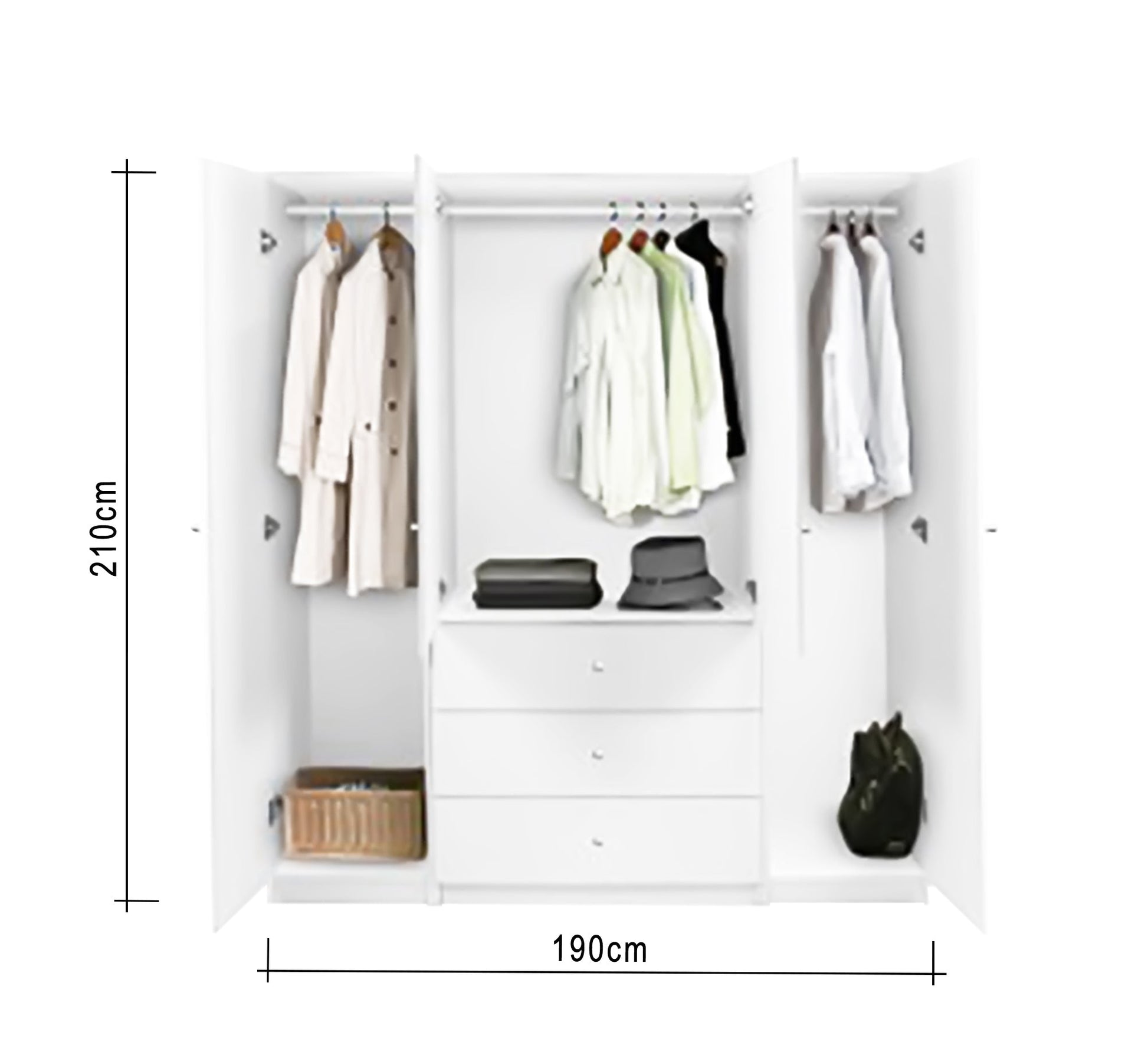 White, 4 - Door Wardrobe, Spacious & Chic - Vitrine Furniture - Furniture
