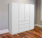 White, 4 - Door Wardrobe, Spacious & Chic - Vitrine Furniture - Furniture