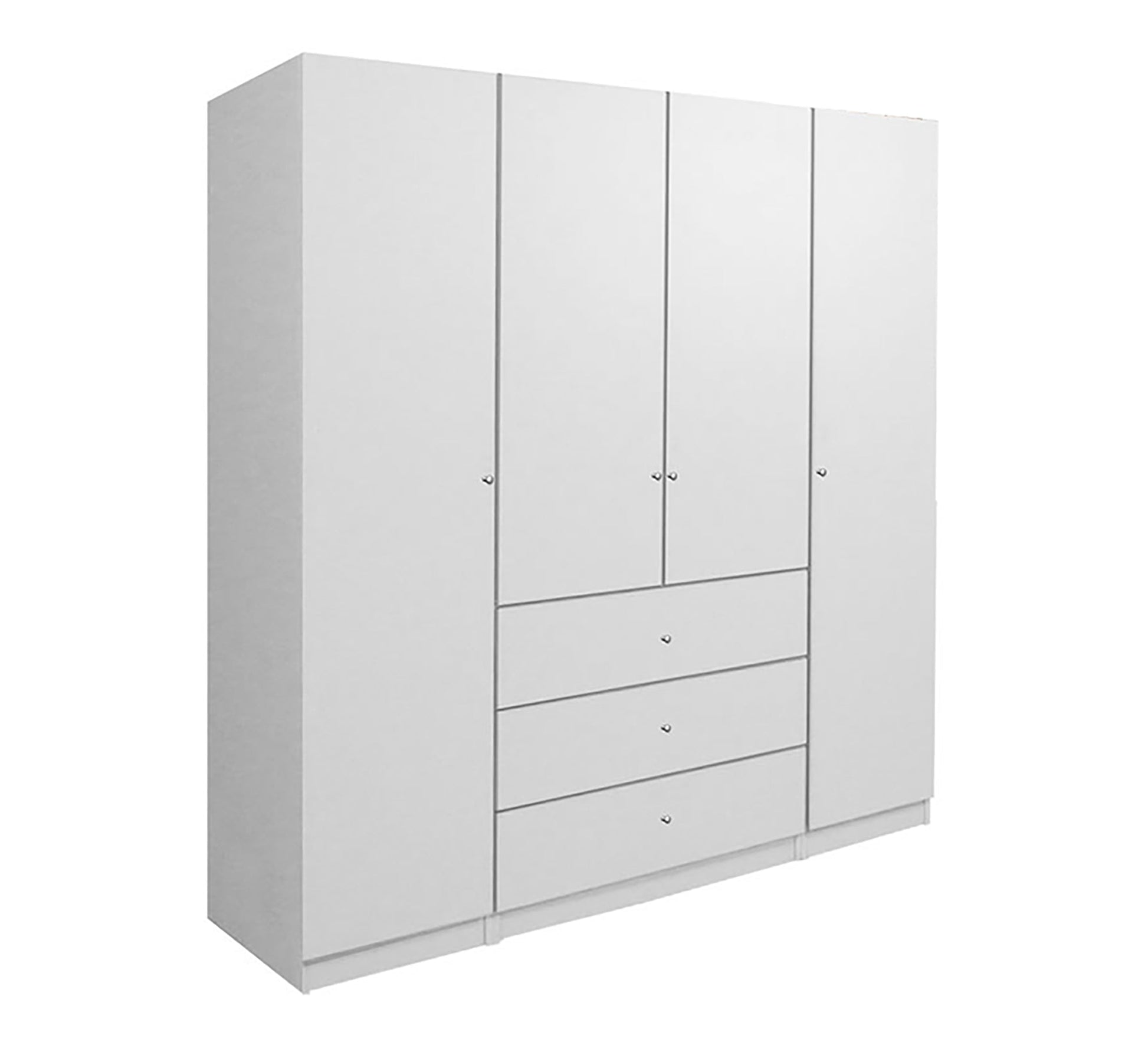 White, 4 - Door Wardrobe, Spacious & Chic - Vitrine Furniture - Furniture