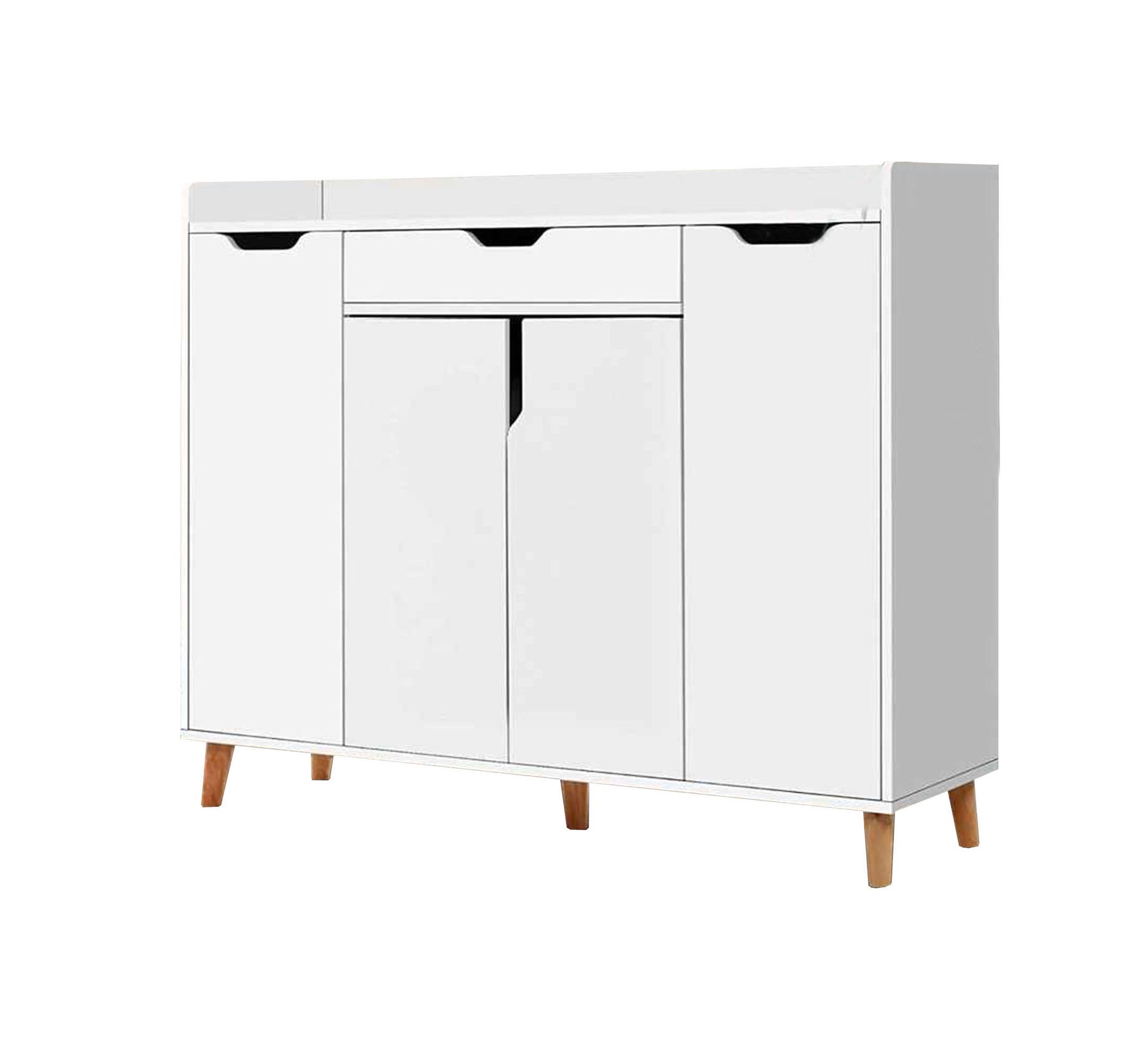 White 4 - Flap Door Shoe Rack Organizer - Vitrine Furniture - Furniture