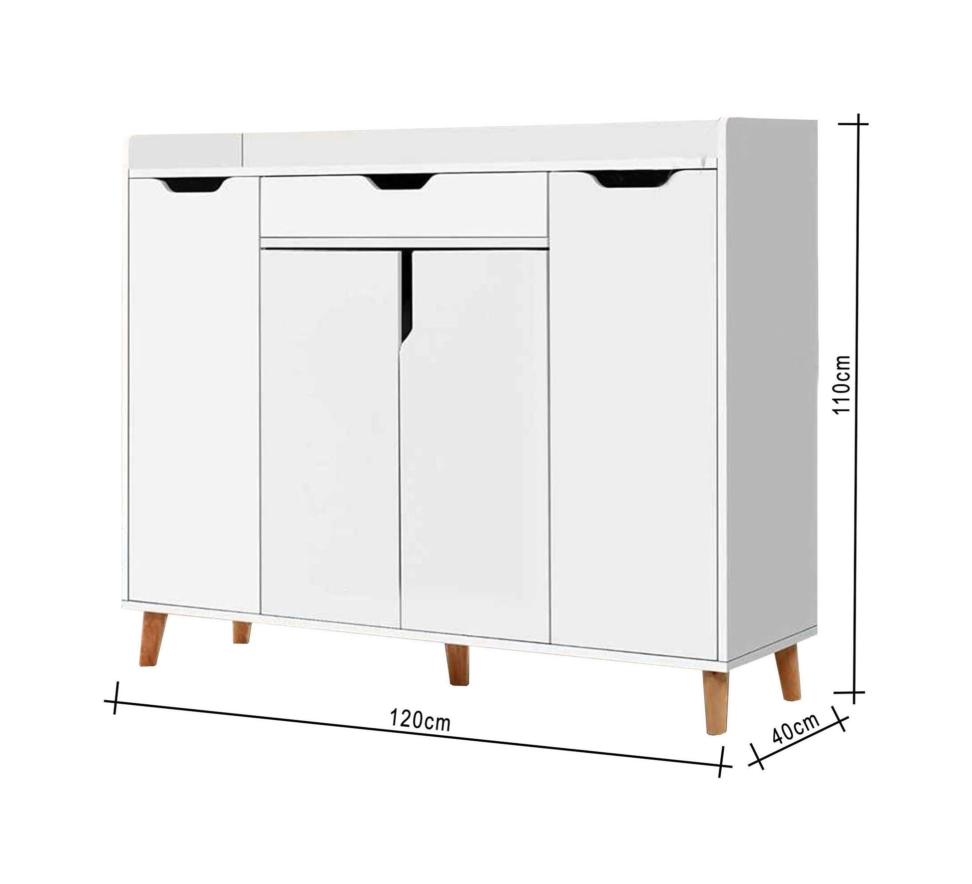 White 4 - Flap Door Shoe Rack Organizer - Vitrine Furniture - Furniture