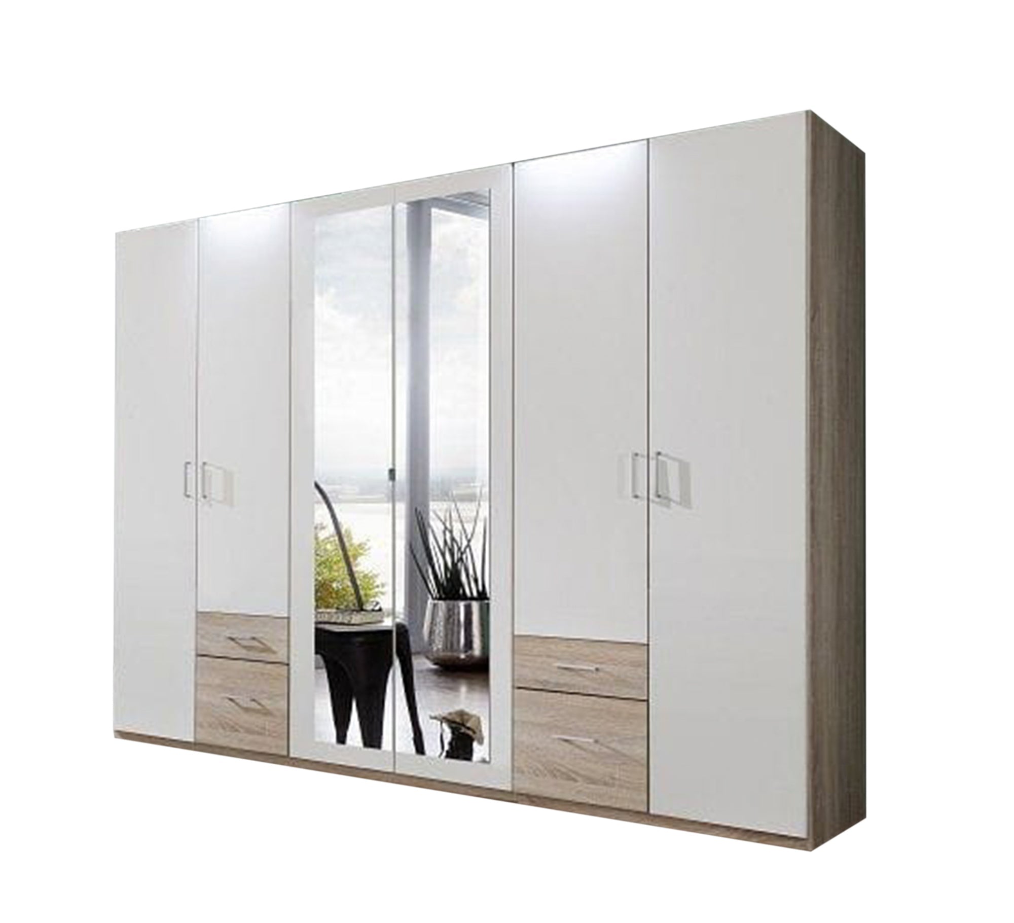 White 6 - Door Wardrobe, Spacious & Sleek - Vitrine Furniture - Furniture