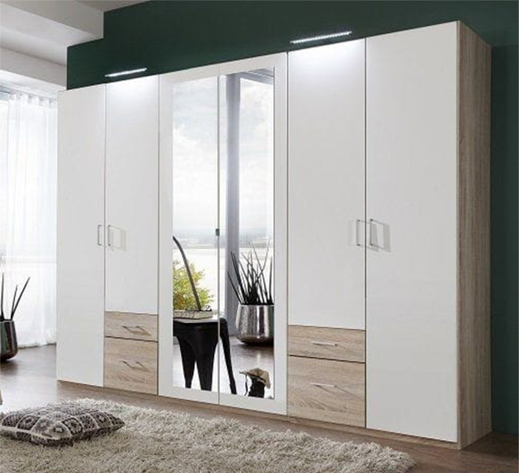 White 6 - Door Wardrobe, Spacious & Sleek - Vitrine Furniture - Furniture