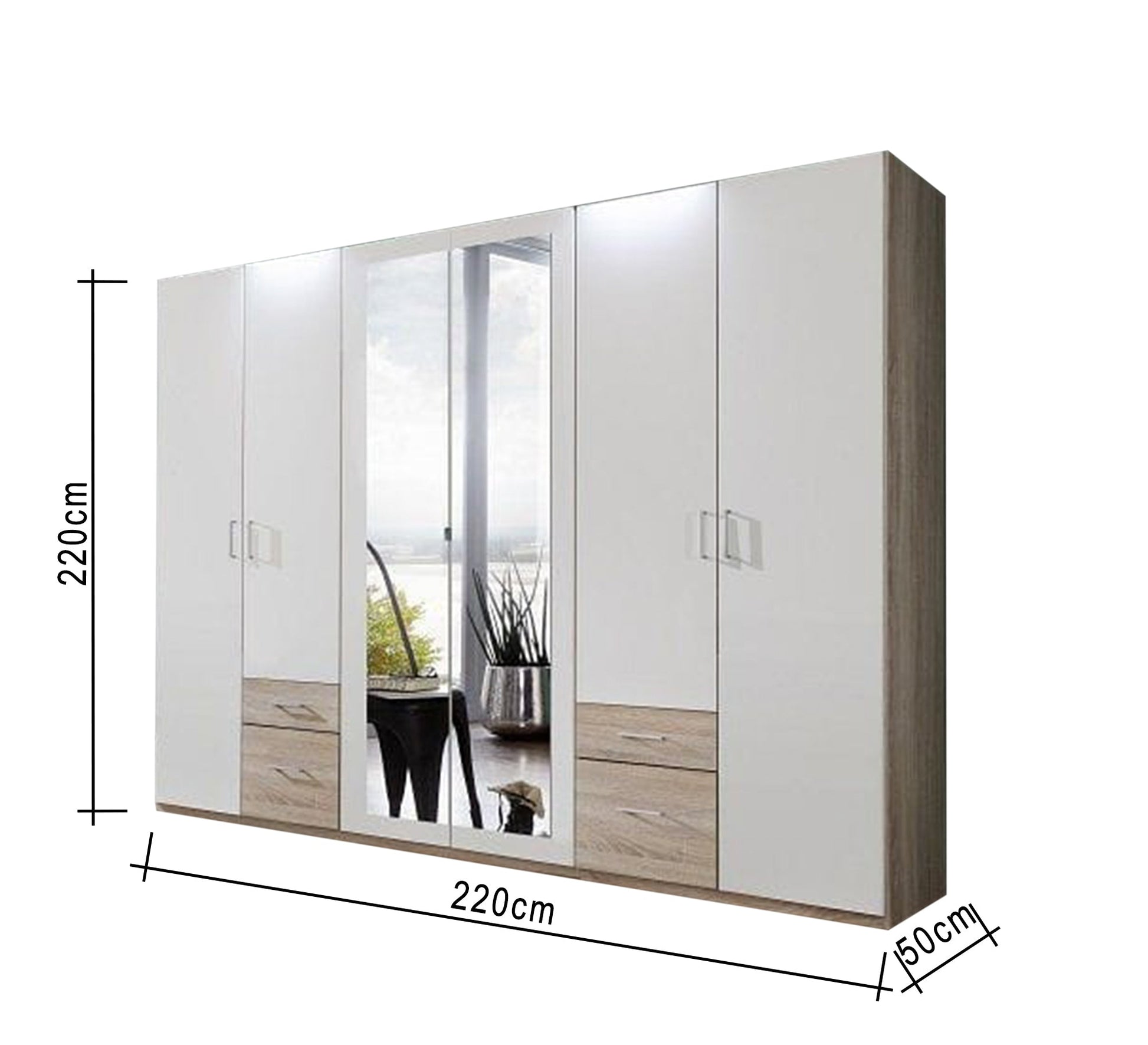 White 6 - Door Wardrobe, Spacious & Sleek - Vitrine Furniture - Furniture