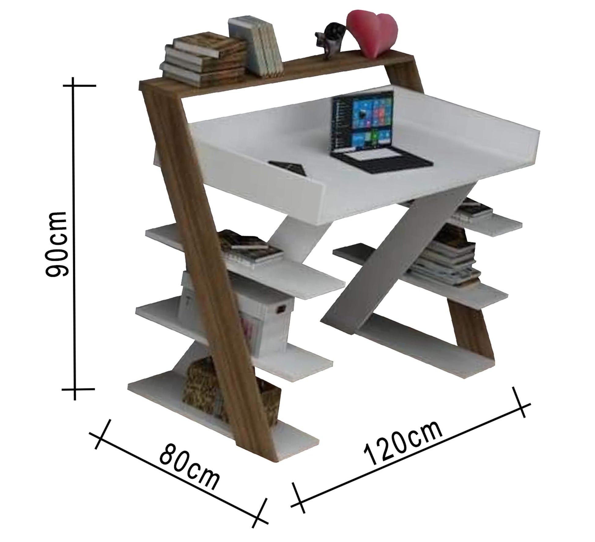 White and beige desk with open shelves - Vitrine Furniture - Furniture