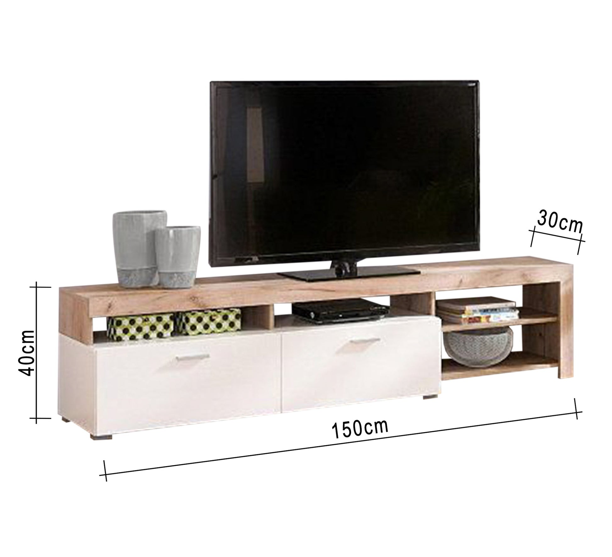 White and beige TV table - Vitrine Furniture - Furniture