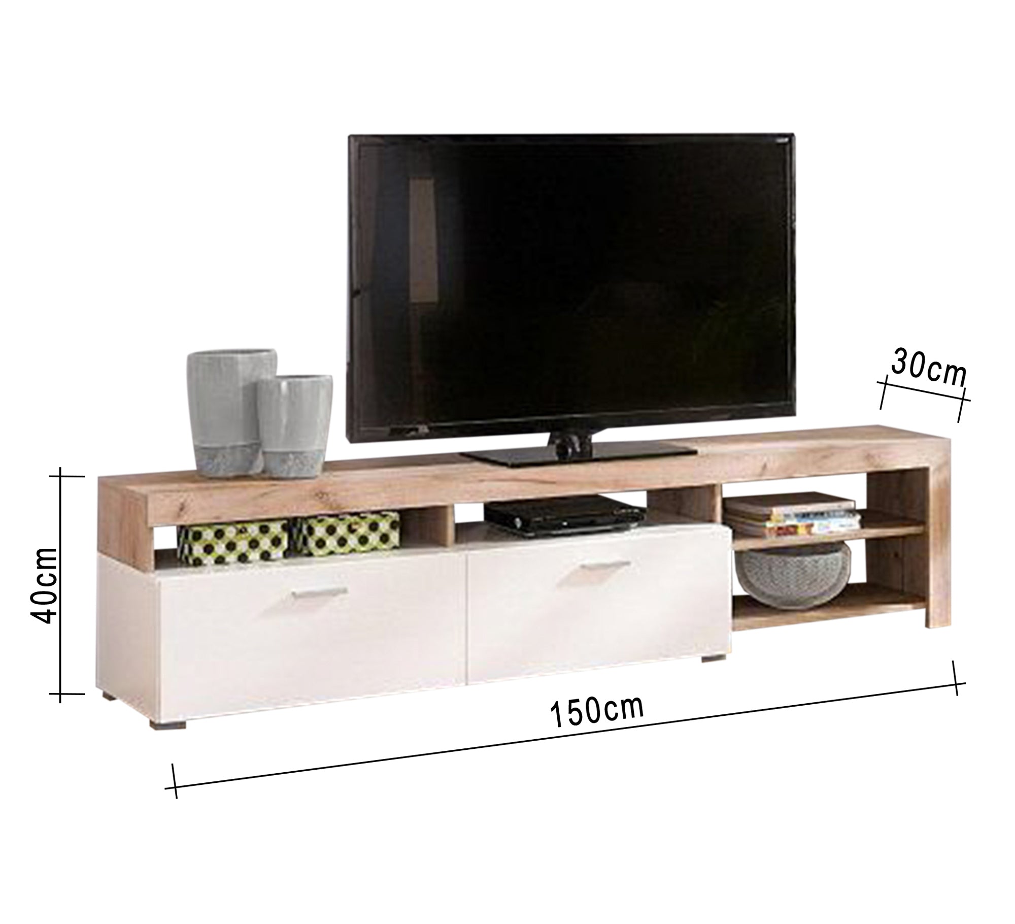White and beige TV table - Vitrine Furniture - Furniture